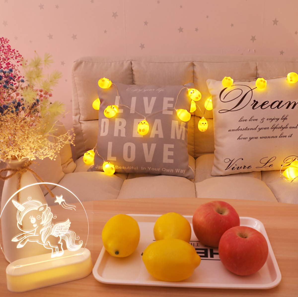 Cute Little Yellow Chicken String Lights - 10 LED Battery Operated 4.9ft Easter Decor for Home, Party, Birthday, Camping & Kids Bedroom | Perfect for Easter Decorations, Nursery Lighting & Outdoor Camping Ambience
