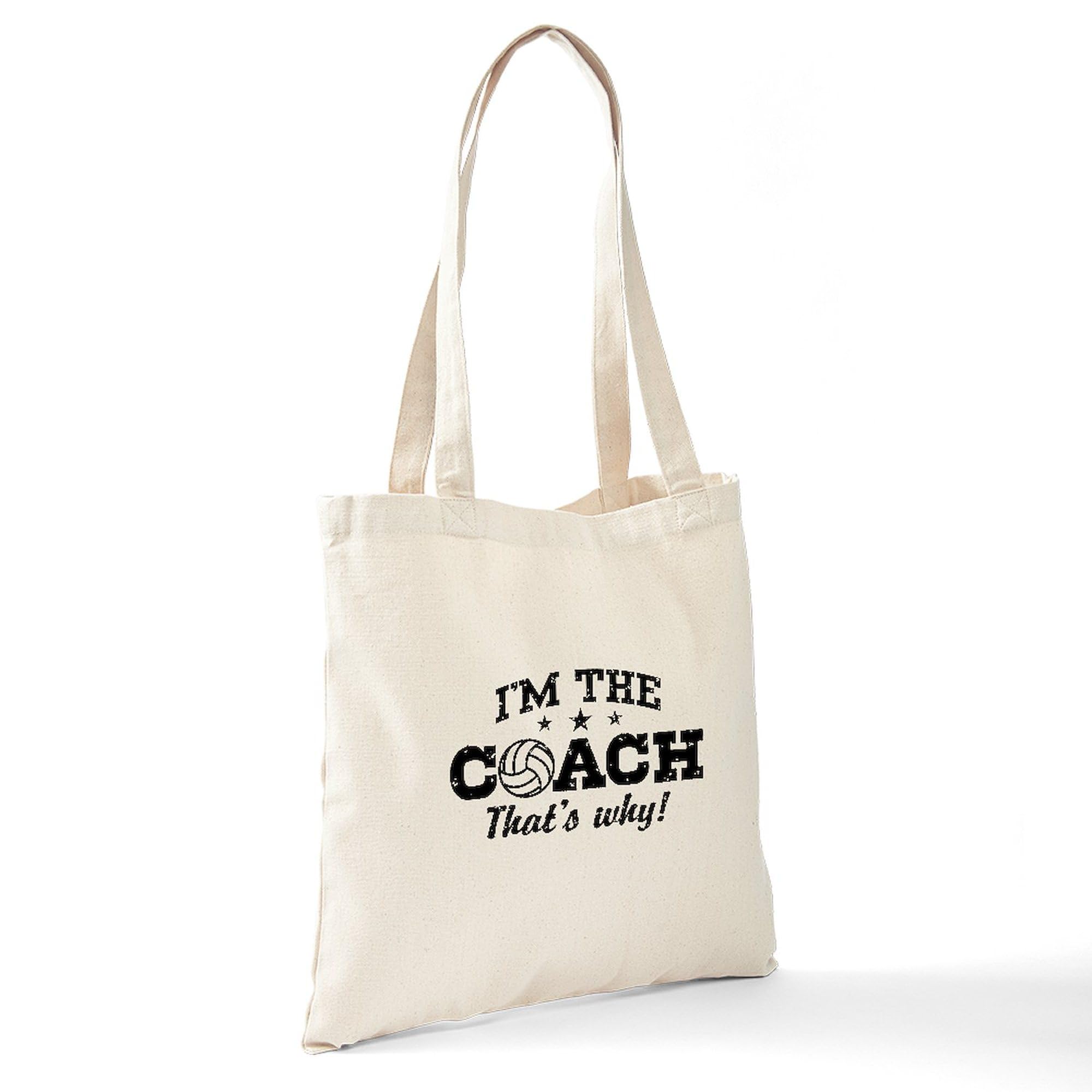 Volleyball Coach Tote Bag - Natural Canvas Reusable Shopping Bag for Coaches & Players - Perfect for Practice, Games & Team Gifts