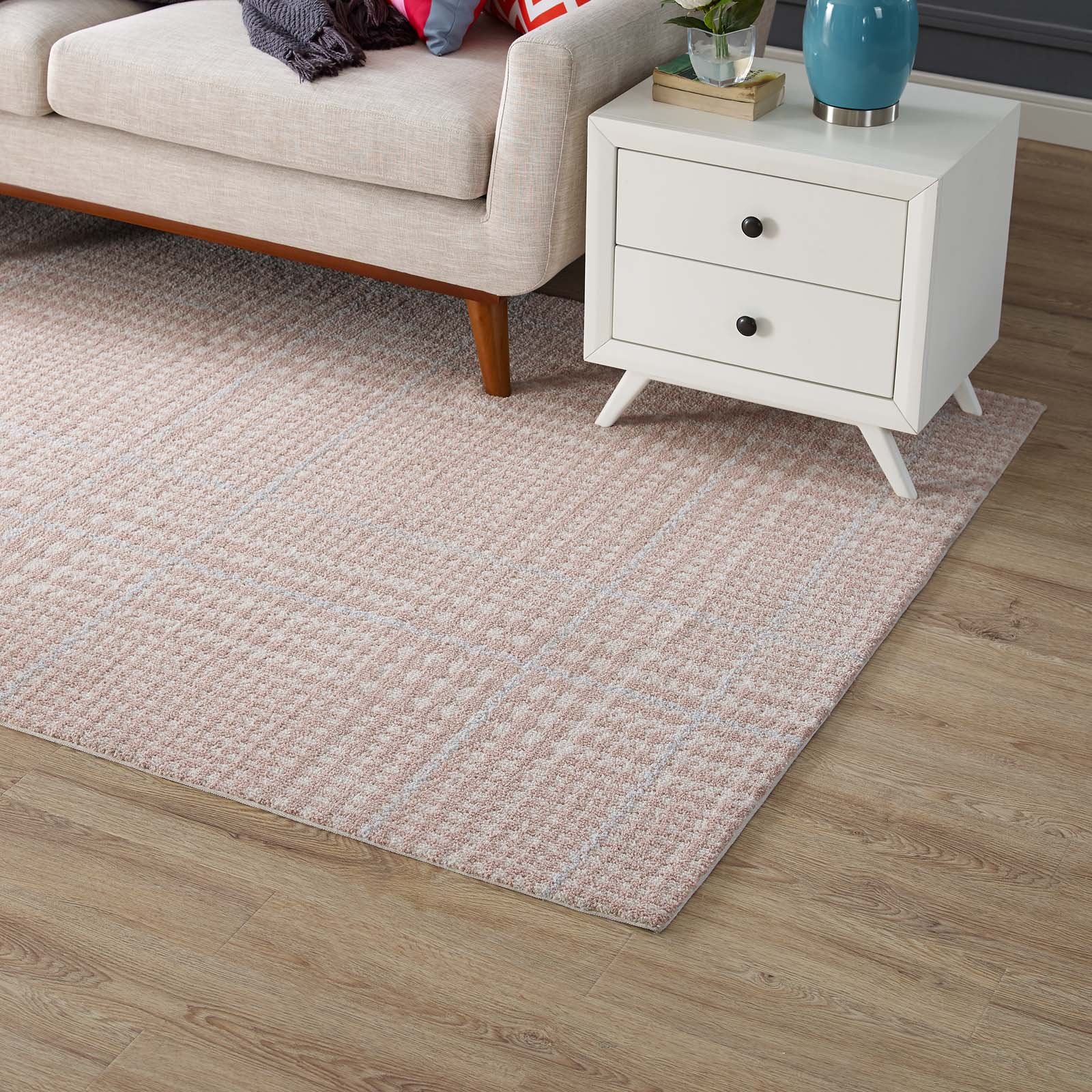 Modern Contemporary Urban Design Living Room Area Rug - Non-Slip Floor Carpet for Lounge, Hallway & Bedroom - Soft Fabric Runner with Multi Red Patterns - Perfect for Home Decor, Apartment & Office Spaces