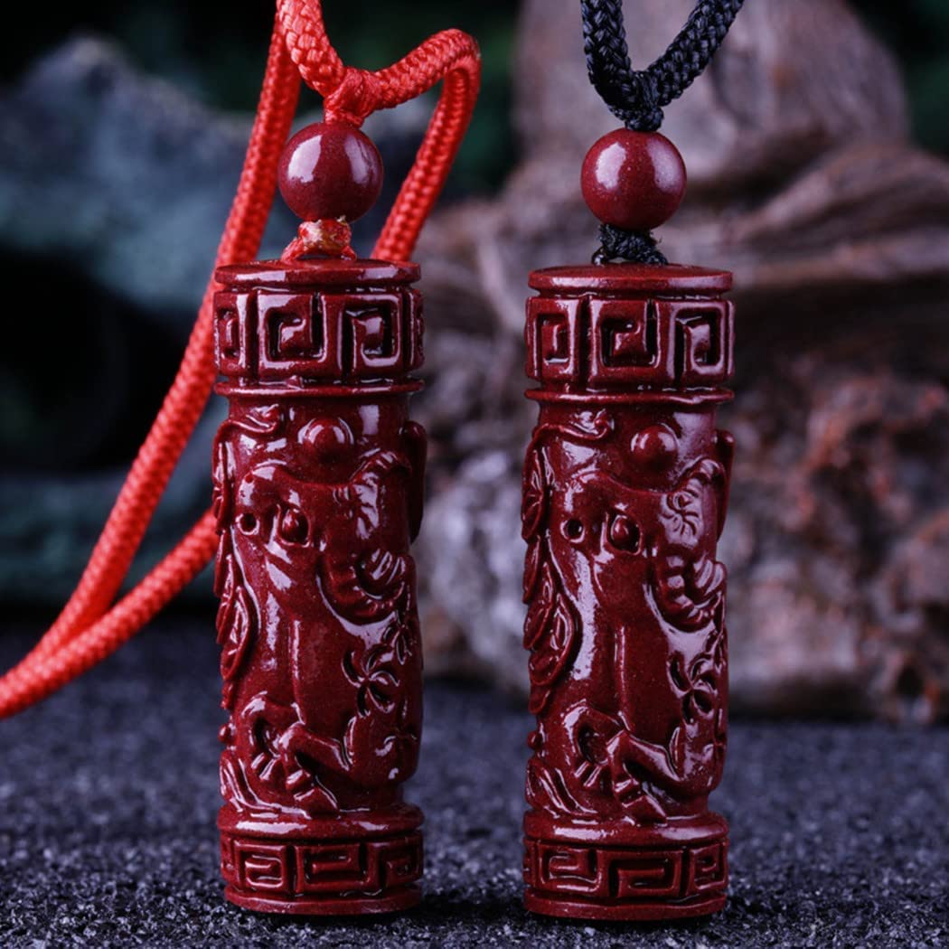 Feng Shui Necklace with Cinnabar Crystal & Chinese Zodiac Rooster Charm - Buddhism Pendant for Good Luck & Protection - Natural Gemstone Talisman Jewelry with Red Cord - Perfect for Meditation, Spiritual Healing & Daily Wear