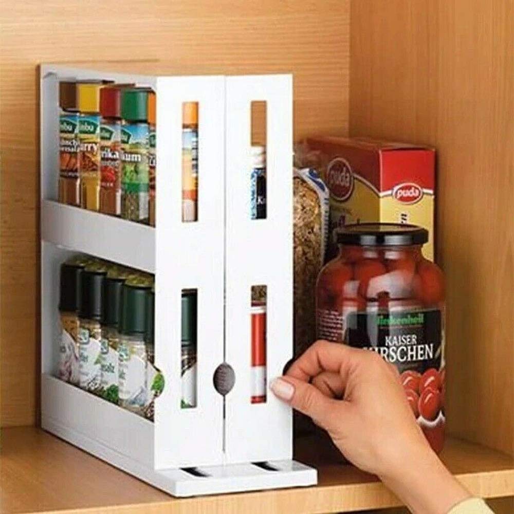 2-Tier Rotating Spice Rack Organizer - 360° Swivel Kitchen Storage Shelf for Spices, Seasonings & Condiments - Perfect for Countertop, Pantry, or Cabinet Organization