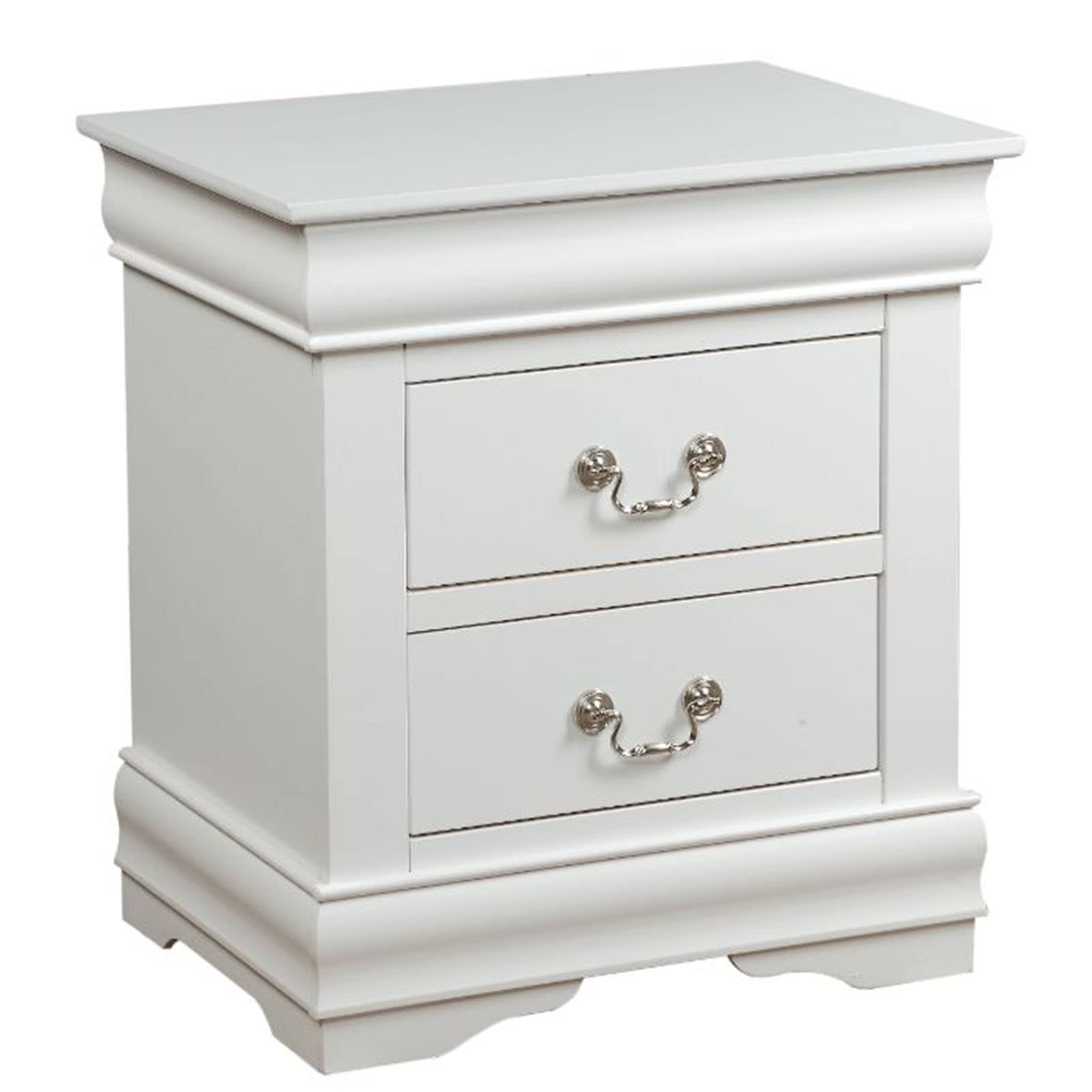 Henf Farmhouse 2-Drawer Nightstand - Solid Wood French Country Bedside Cabinet with Storage, Fully Assembled Accent Table for Bedroom, Living Room & Hallway | Perfect for Home Decor, Guest Rooms & Small Spaces (White)