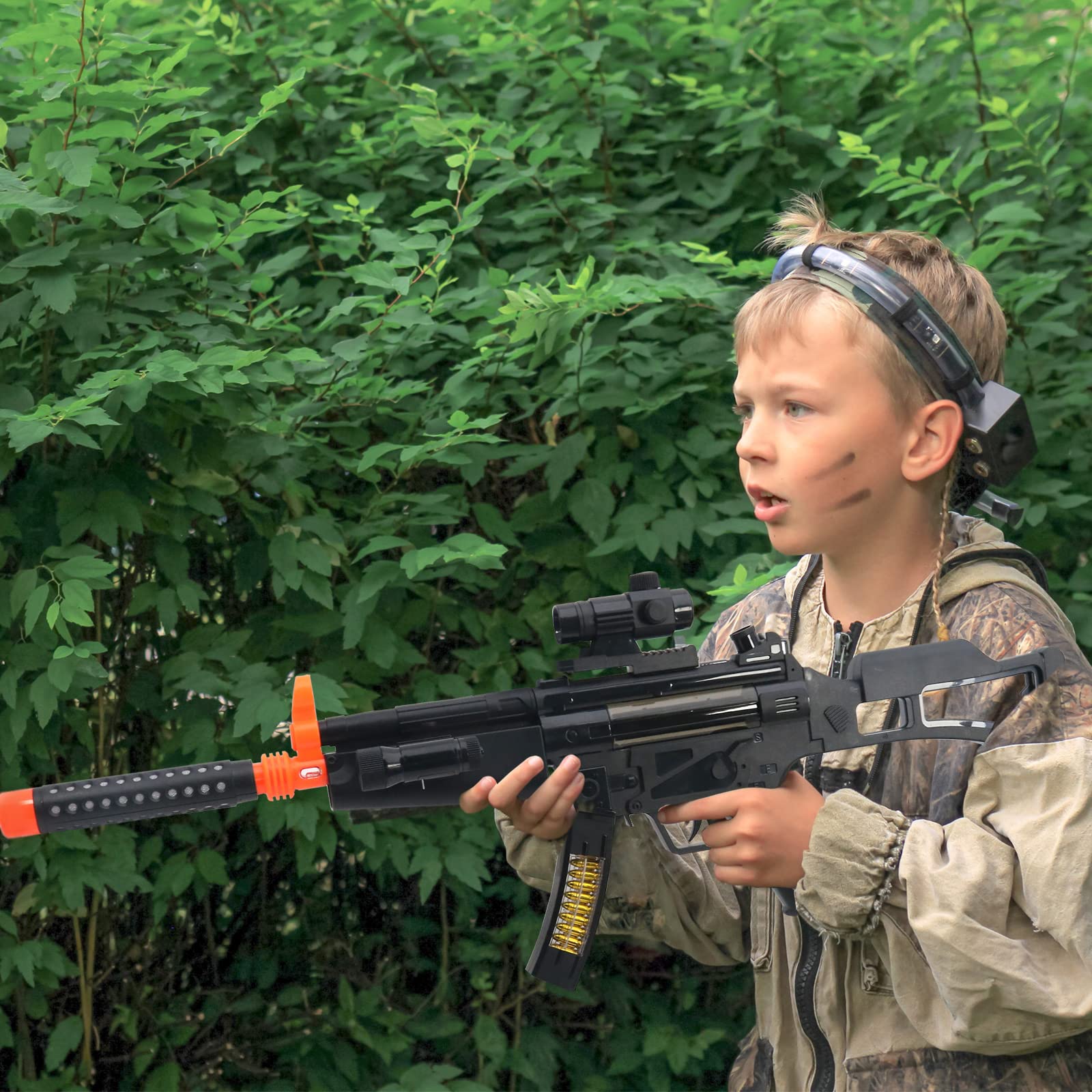MP5 Lights and Sounds Toy Gun - Battery Operated with Realistic Sound Effects, Flashing Lights & Vibration - Best Gift for Boys & Kids - Perfect for Role Play, Outdoor Games & Birthday Presents