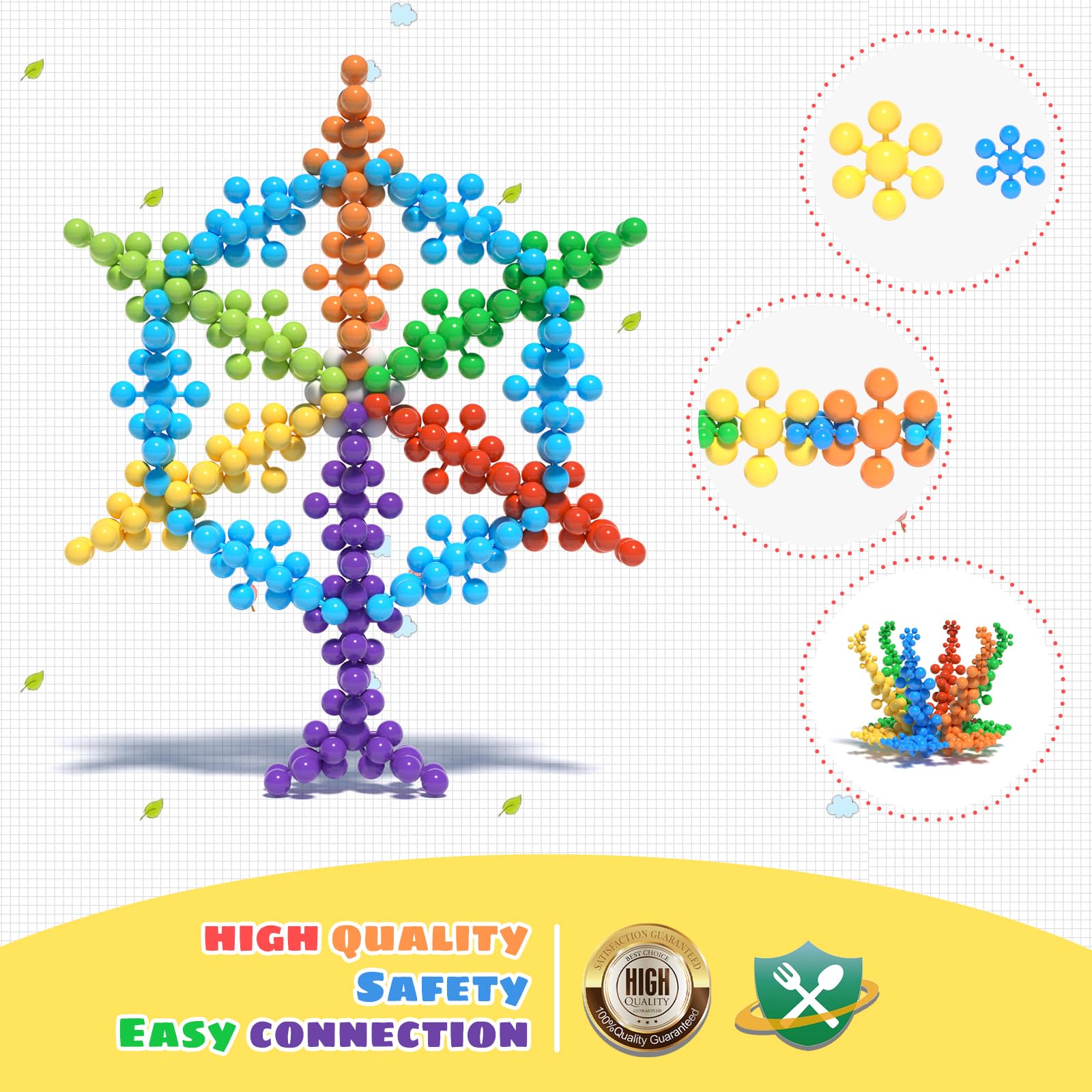STEM Educational Building Blocks Toy for Kids Ages 3+ | 300Pcs Interlocking Plastic Discs | Safe, Soft Round Design | Preschool Learning Toys | Classroom Supplies | Creative Construction Play for Boys & Girls | Perfect for Home, School & Daycare Activities