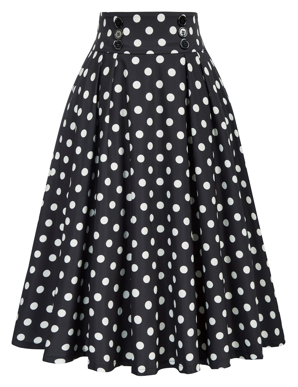 Belle Poque Women's Vintage High Waist Plaid Pleated Skirt with Pockets - A-Line Swing Skirt for Office, School & Casual Outfits (BPA020)