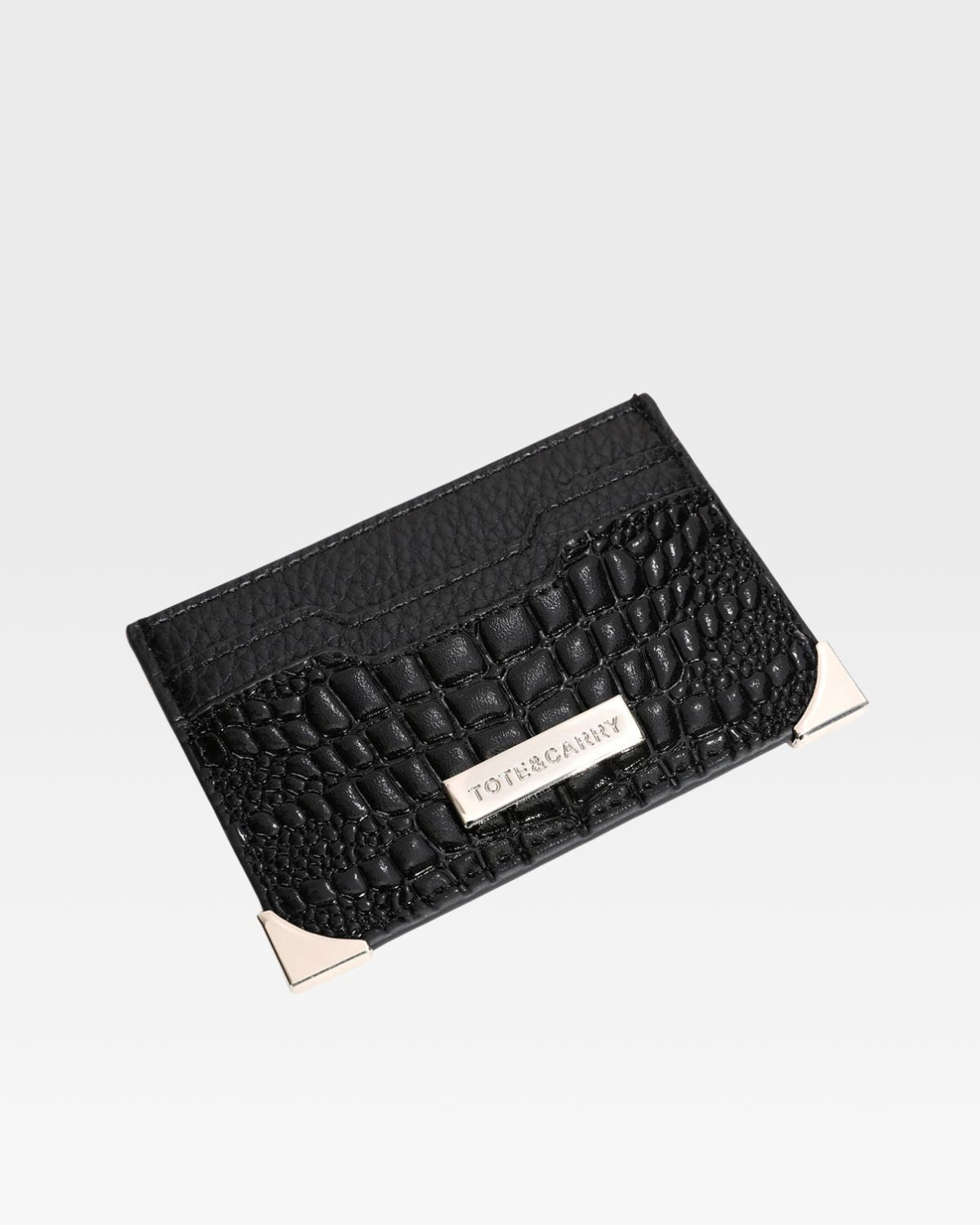 Black Croc Card Holder Wallet - Slim RFID Blocking Credit Card Case for Men & Women - Perfect for Travel, Shopping & Everyday Use