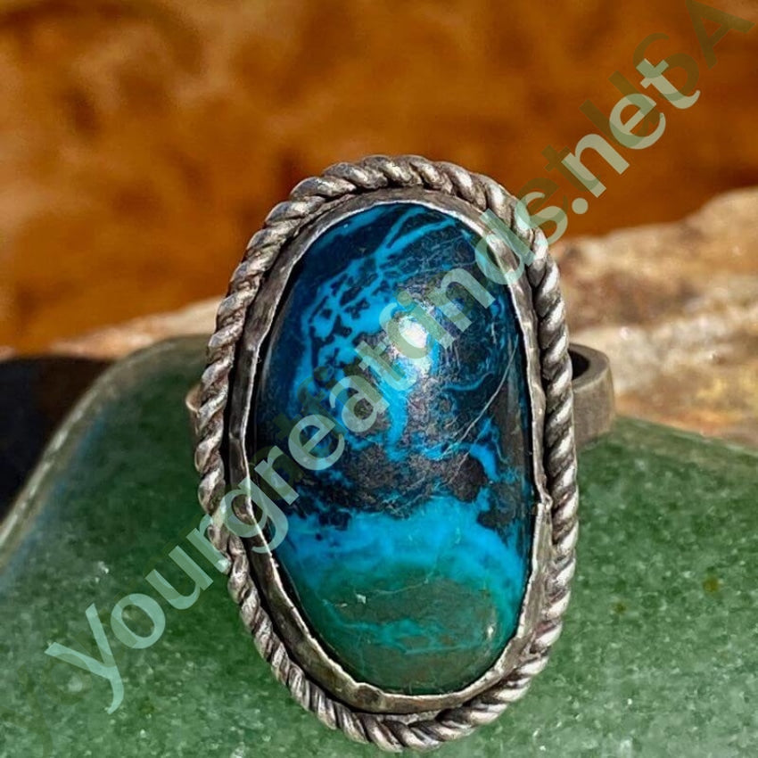Stunning Chrysocolla Sterling Silver Ring Size 7 - Natural Black Blue Green Gemstone Jewelry for Women, Perfect for Gifts, Weddings & Boho Fashion