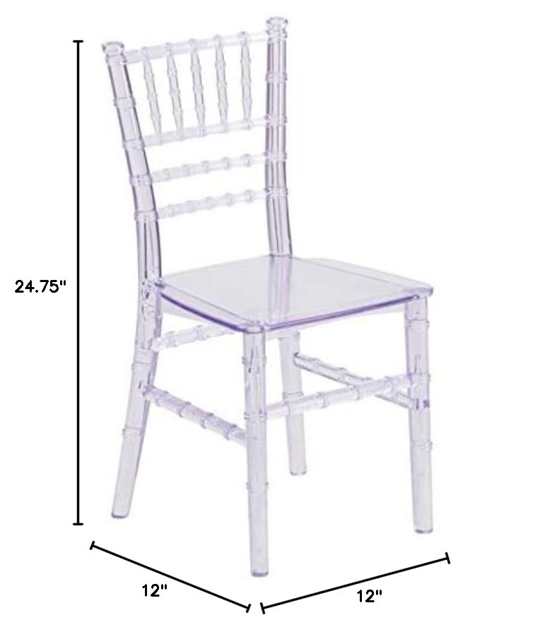 BOWERY HILL 12.5-Inch Clear Transparent Resin Kids Chiavari Chair - Modern Children's Seating for Birthday Parties, Weddings & Home Decor