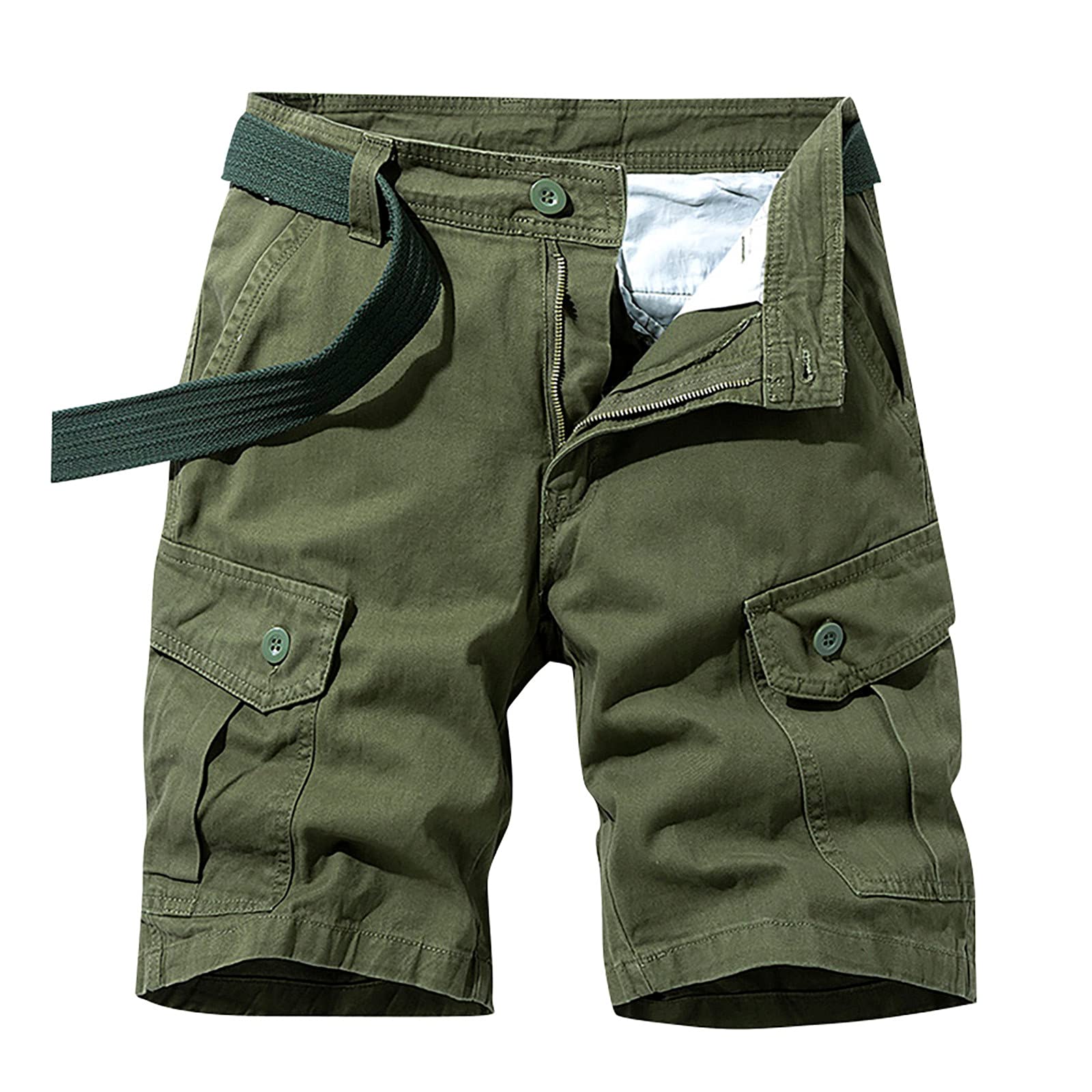Men's Belted Cargo Shorts - Athletic Running Shorts with Pockets for Summer, Fishing & Mountain Biking | Comfortable Outdoor Workout & Adventure Shorts