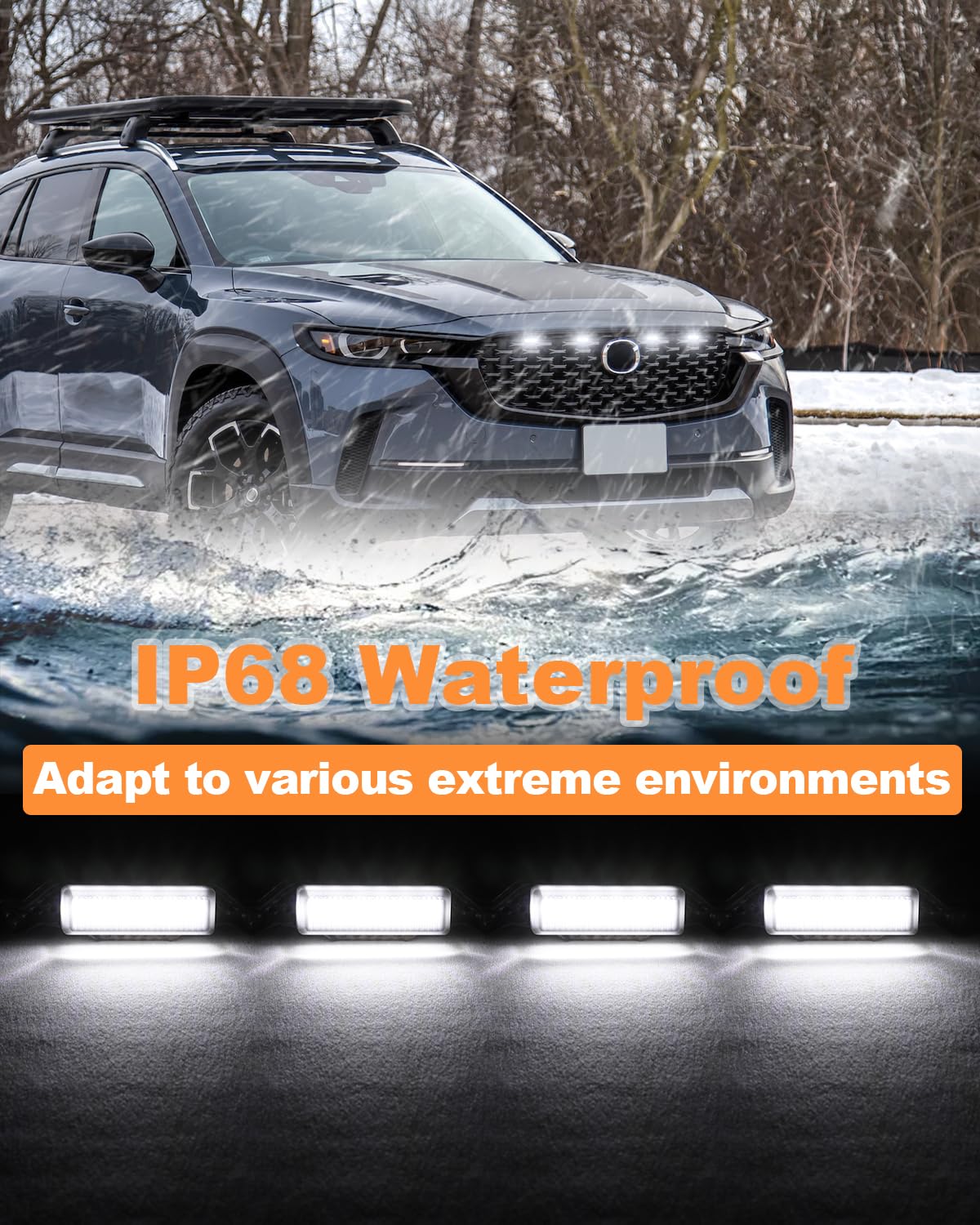 2022-2025 Mazda CX-50 LED Grill Lights - White Front Grille Trim Accessories for Enhanced Night Visibility & Off-Road Style | Perfect for Camping, Off-Roading & Night Driving