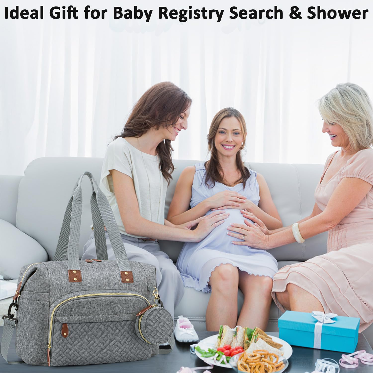 Stylish Grey Diaper Bag Tote for Moms & Dads - Waterproof Baby Travel Bag with Pacifier Case & Multiple Pockets - Perfect for Hospital Visits, Daycare Trips & Family Outings