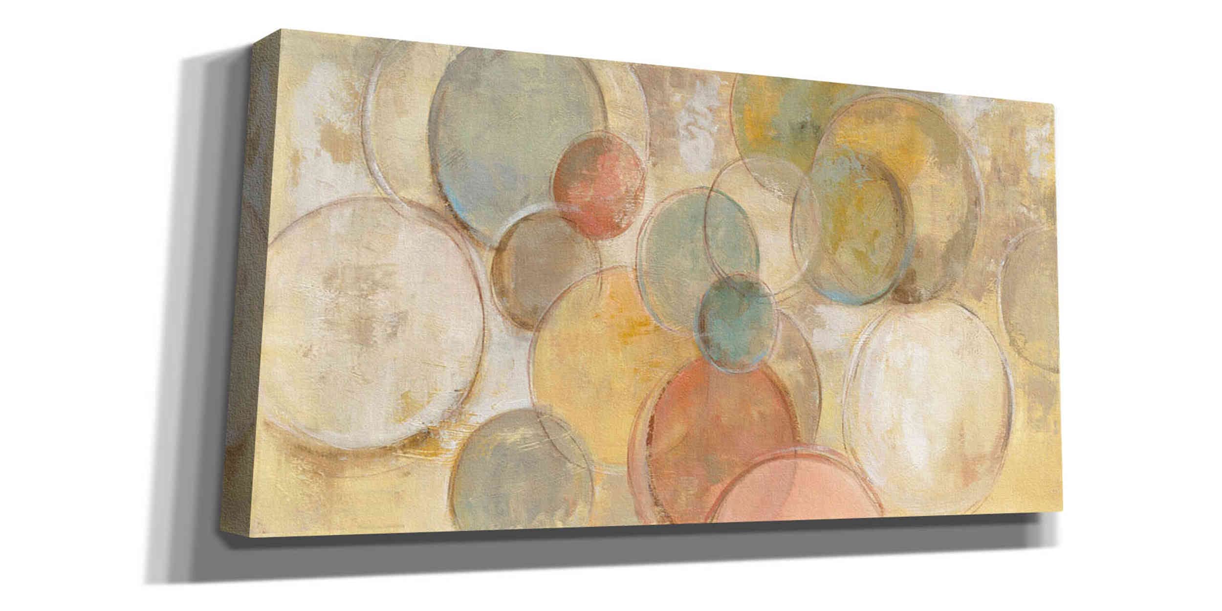 Silvia Vassileva Fresco Bubbles Abstract Canvas Wall Art - 40x20 Inches Modern Painting for Living Room, Bedroom & Office Decor