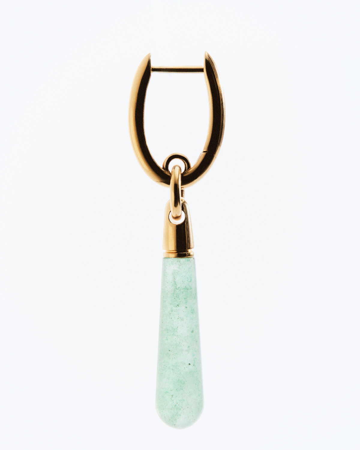 GRID 2 Green Aventurine Large Jupiter Single Hoop Earrings - Natural Stone Jewelry for Women, Healing Crystal Dangle Earrings for Spiritual Protection & Positive Energy
