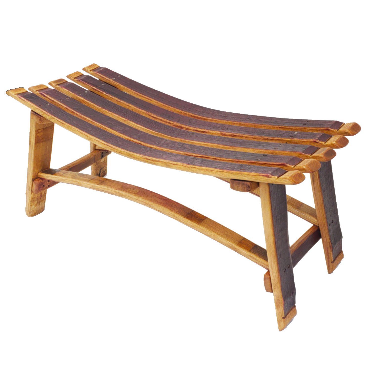 Handcrafted Wine Barrel Stave Garden Bench Without Backrest - Rustic Outdoor Furniture for Patio, Garden, and Backyard Decor