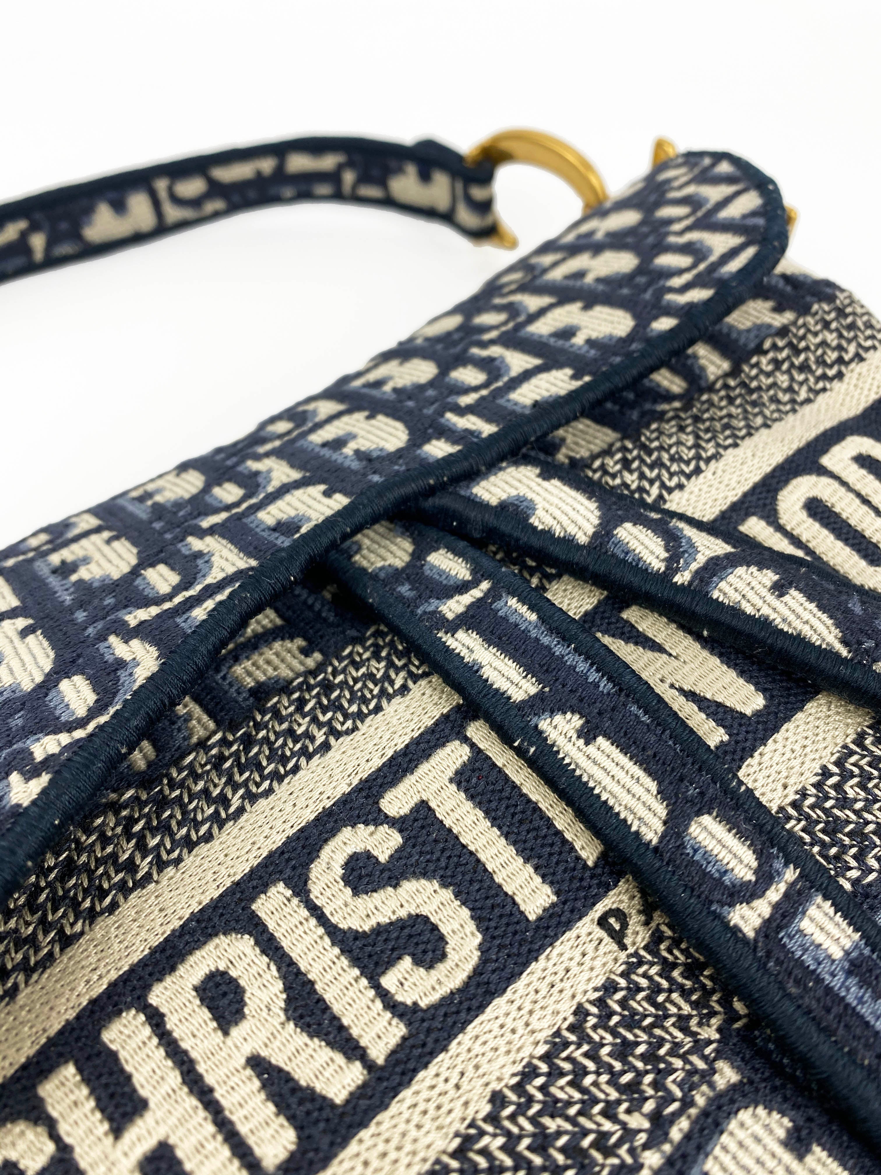 Christian Dior Blue Oblique Saddle Bag - Luxury Designer Crossbody Purse for Women | Perfect for Date Night, Parties & Special Occasions