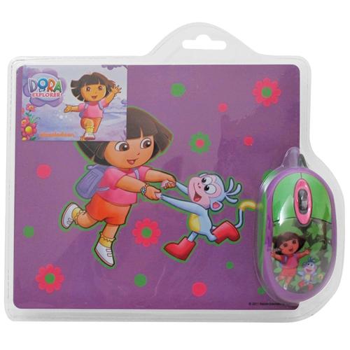 Dora the Explorer Wireless Mouse and Mouse Pad Set for Kids - Fun & Colorful Computer Accessories for Home, School, and Office Use
