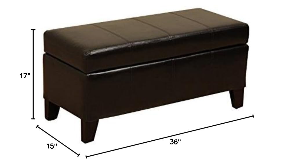 Tiffany Malm Storage Bench with Seat - Brown Wooden Entryway Bench for Hallway, Living Room & Bedroom Organization