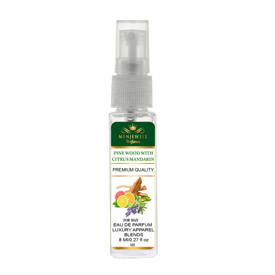 Premium Men's Pine Wood & Citrus Mandarin Eau de Parfum - 8ml Luxury Cologne for Men | Fresh Woody Fragrance for Date Night, Office & Special Occasions