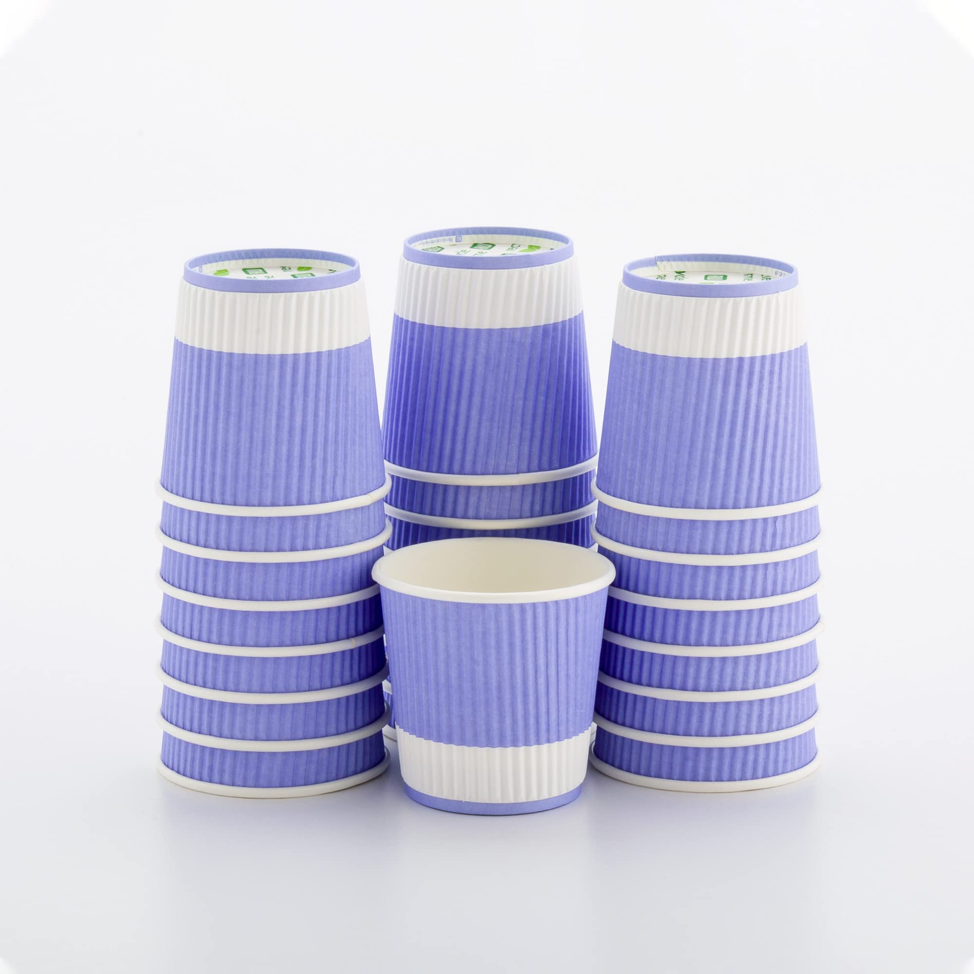 Restaurantware 4oz Ripple Insulated Coffee Cups - 500 Pack Double Wall Corrugated Paper Cups | Leakproof, Non-Slip, Light Purple Ribbed Design | Recyclable & Eco-Friendly (Lids Sold Separately) | Perfect for Coffee Shops, Offices & Catering Events