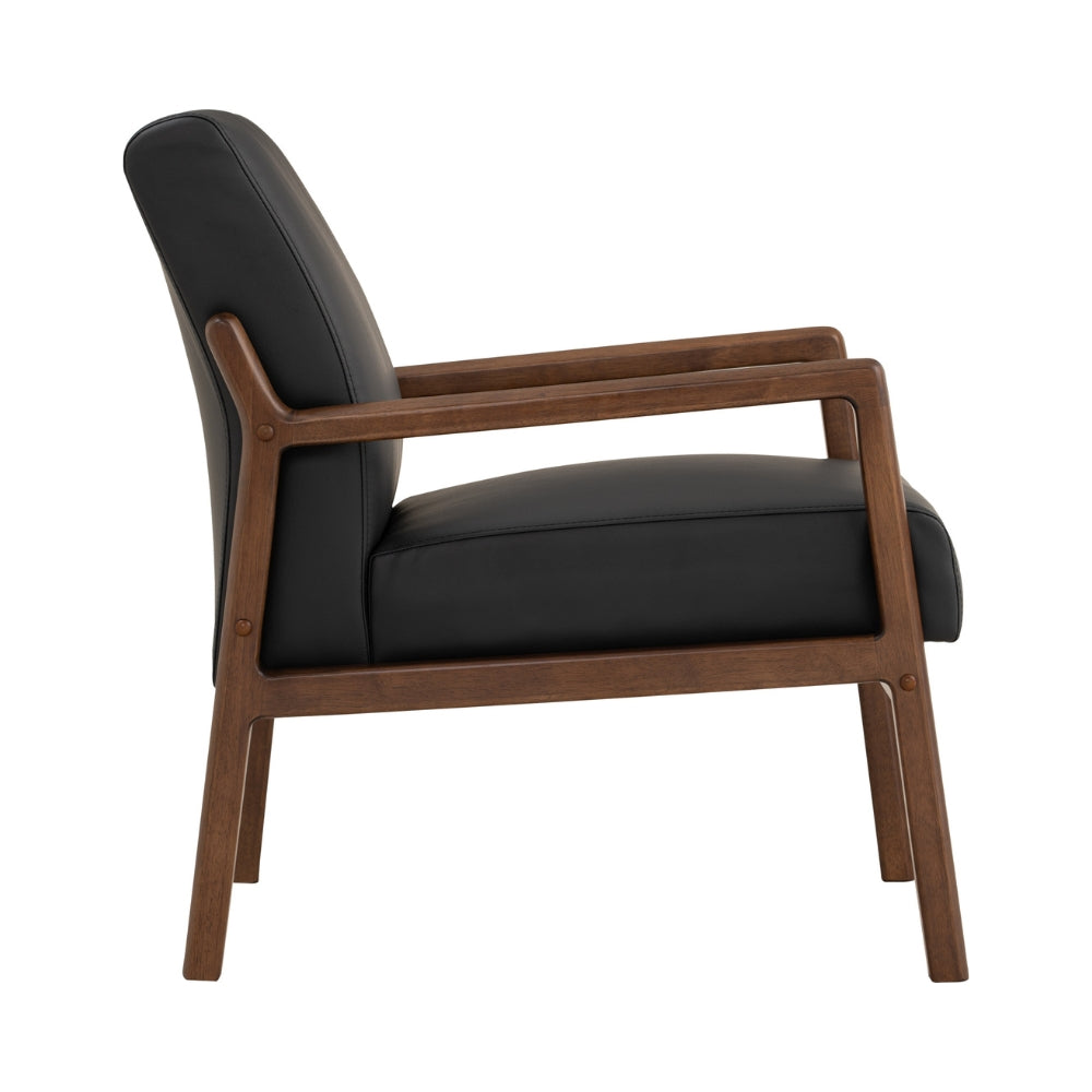 Premium Black & Walnut MENDO Lounge Chair - Modern Accent Chair for Living Room, Bedroom & Office - Perfect for Relaxing, Reading & Home Decor