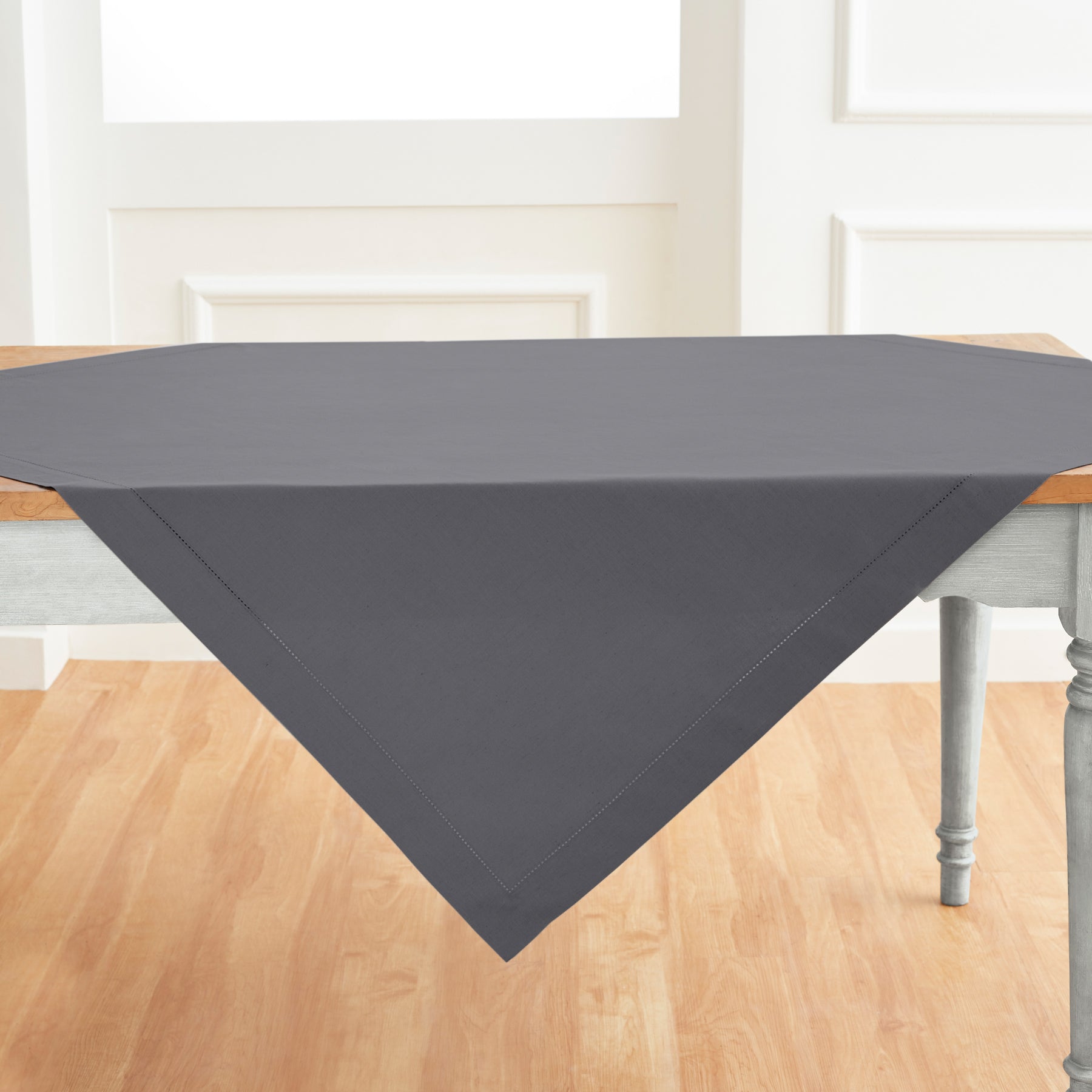Premium Cotton Linen Hemstitch Table Throw - Elegant Decorative Table Runner for Dining Room, Wedding, Party & Home Decor