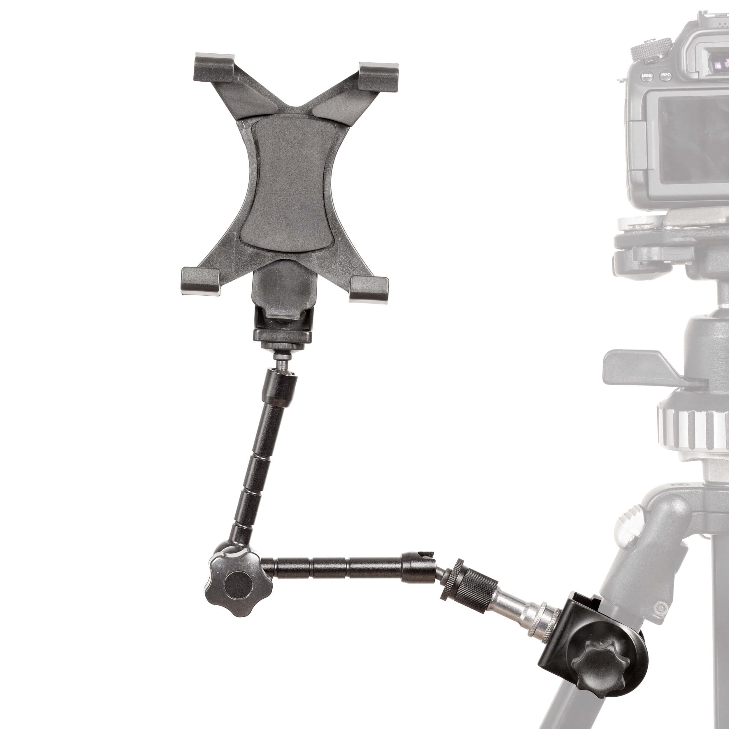 Universal Tablet Mount Stand with Adjustable Magic Arm & C-Clamp - Compatible with iPad, Samsung, Kindle - Perfect for Bed, Desk, Car, Studio & Video Recording