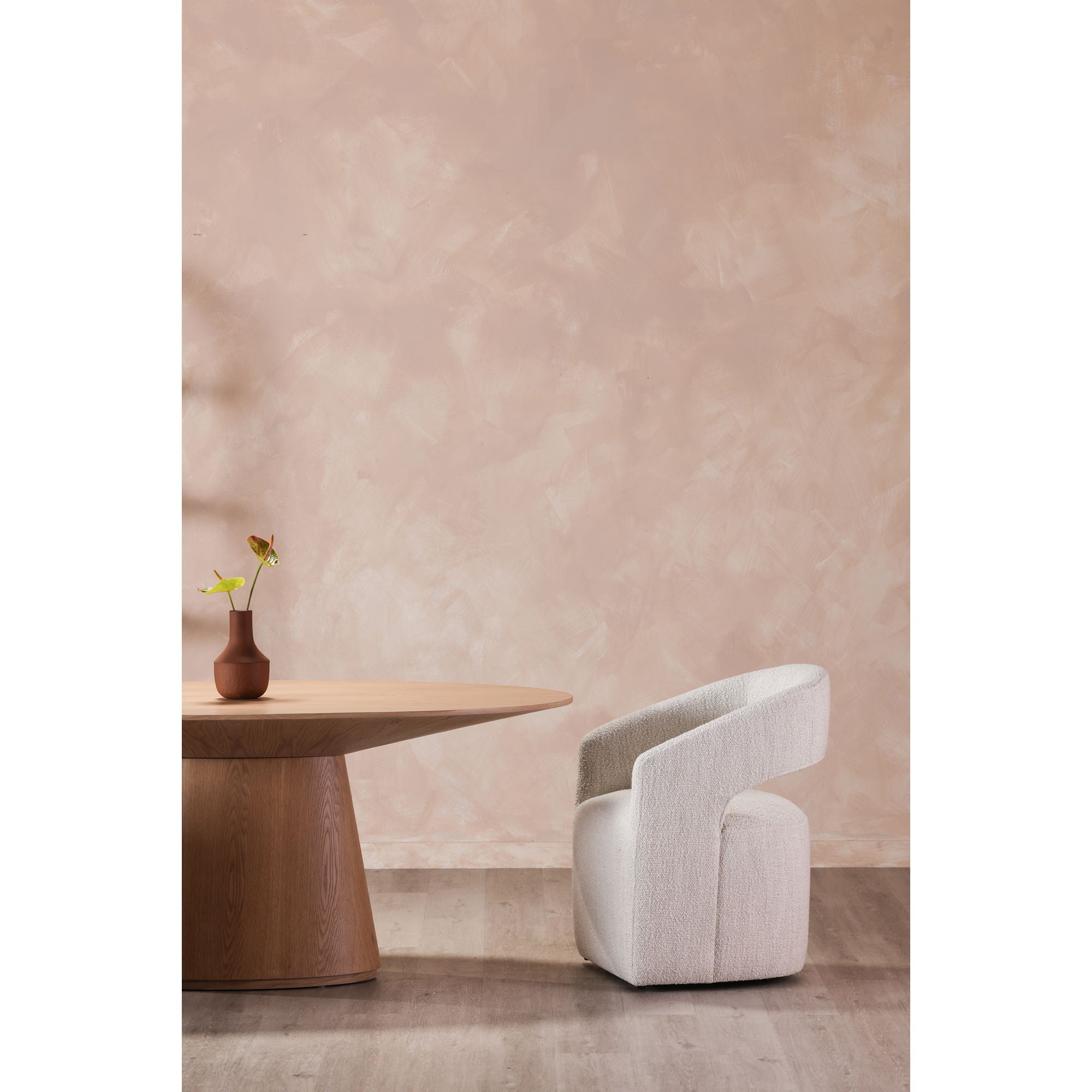 Barrow Performance Fabric Rolling Dining Chair - Beige Upholstered Office & Kitchen Chair for Comfortable Seating at Home or Restaurant