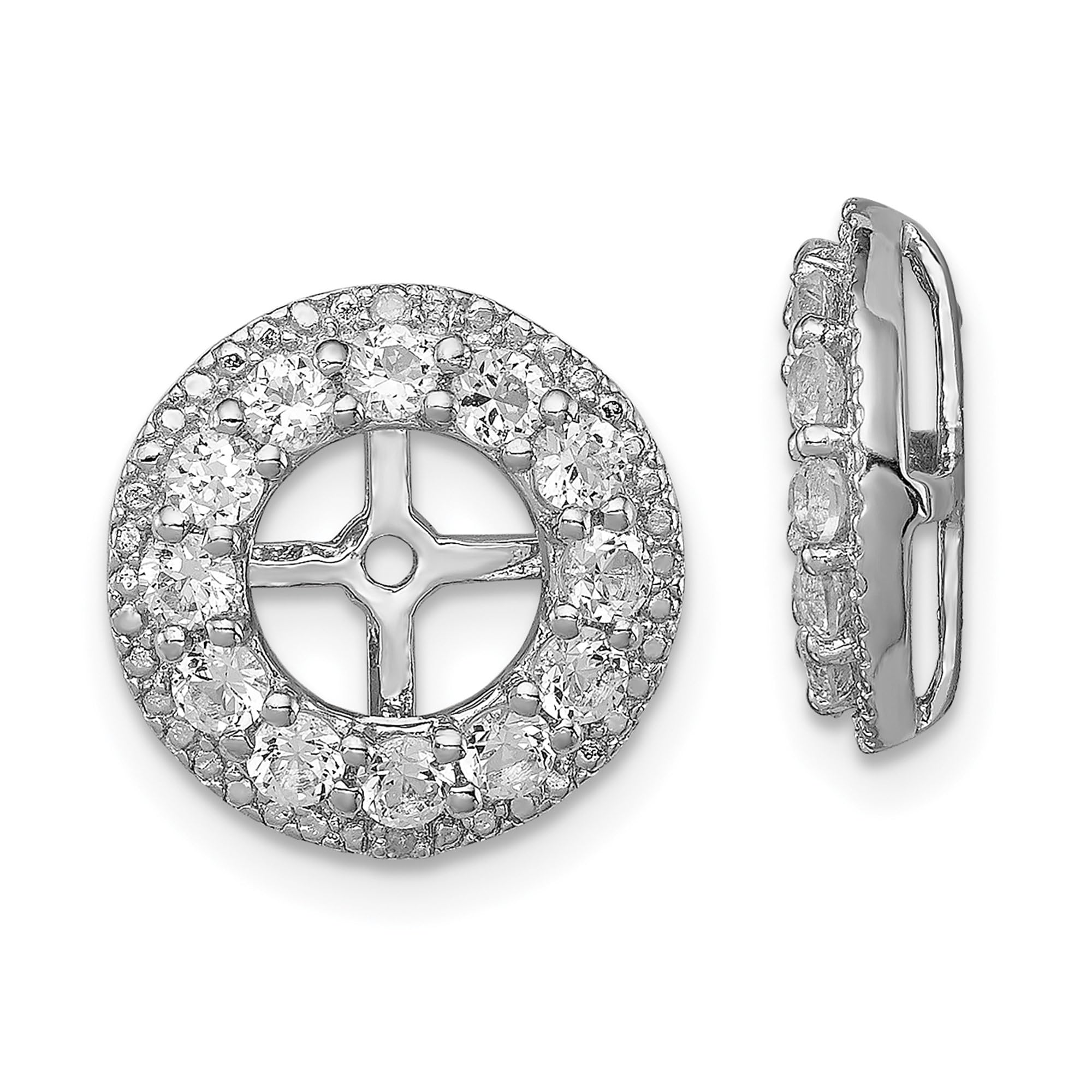 925 Sterling Silver Diamond & White Topaz Earring Jackets for Studs - April Birthstone Jewelry for Women - Perfect for Weddings, Parties & Everyday Wear