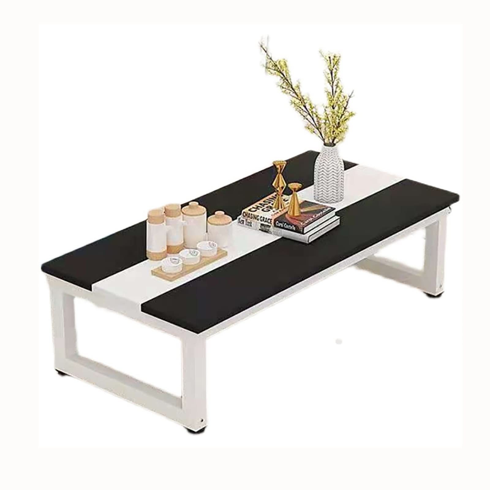 Japanese Style Low Coffee Table - MDF Top with Steel Frame, Multi-Functional Dining Desk & Tea Table for Tatami, Bedroom, Bay Window, Tea Room (100x60cm, Color D) - Perfect for Small Spaces, Zen Decor & Relaxing Tea Time