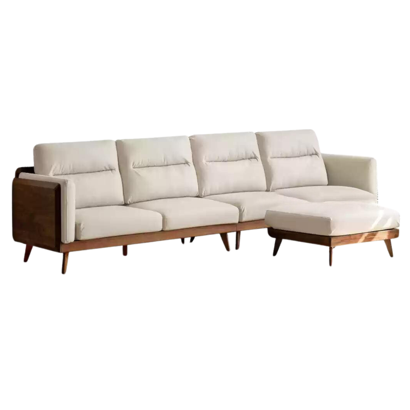 Premium Black Walnut Solid Wood Sofa with High-Tech Fabric Upholstery - Modern Living Room Furniture for Home & Office Comfort