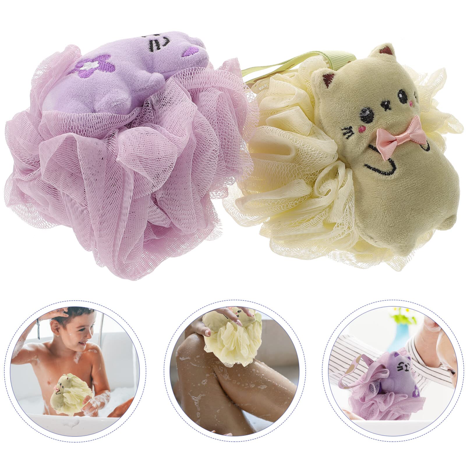 EXCLUZO 2-Pack Soft Bath Sponge - Cartoon Exfoliating Shower Loofah for Women, Men & Kids - Gentle Body Brush & Wash Sponge for Smooth Skin - Perfect for Daily Shower & Spa Relaxation