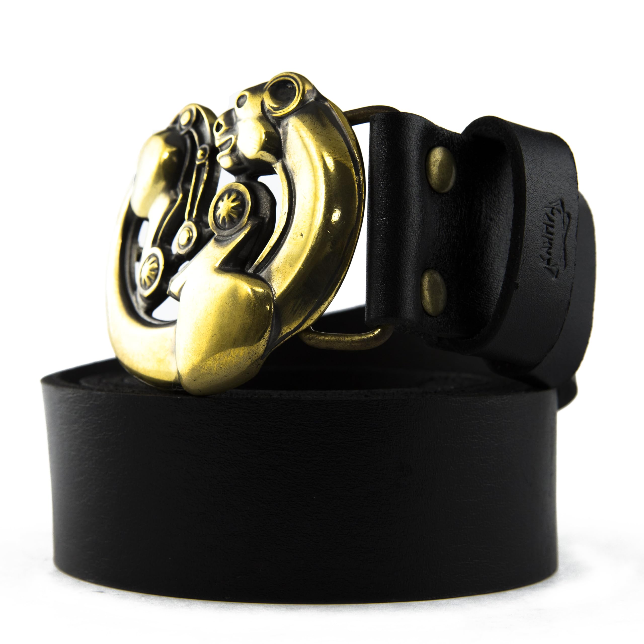 Handmade Scythian Art Leather Belt with Ornamental Brass Buckle - Leopard Design for Men & Women | Perfect for Casual Wear, Renaissance Fairs & Historical Reenactments