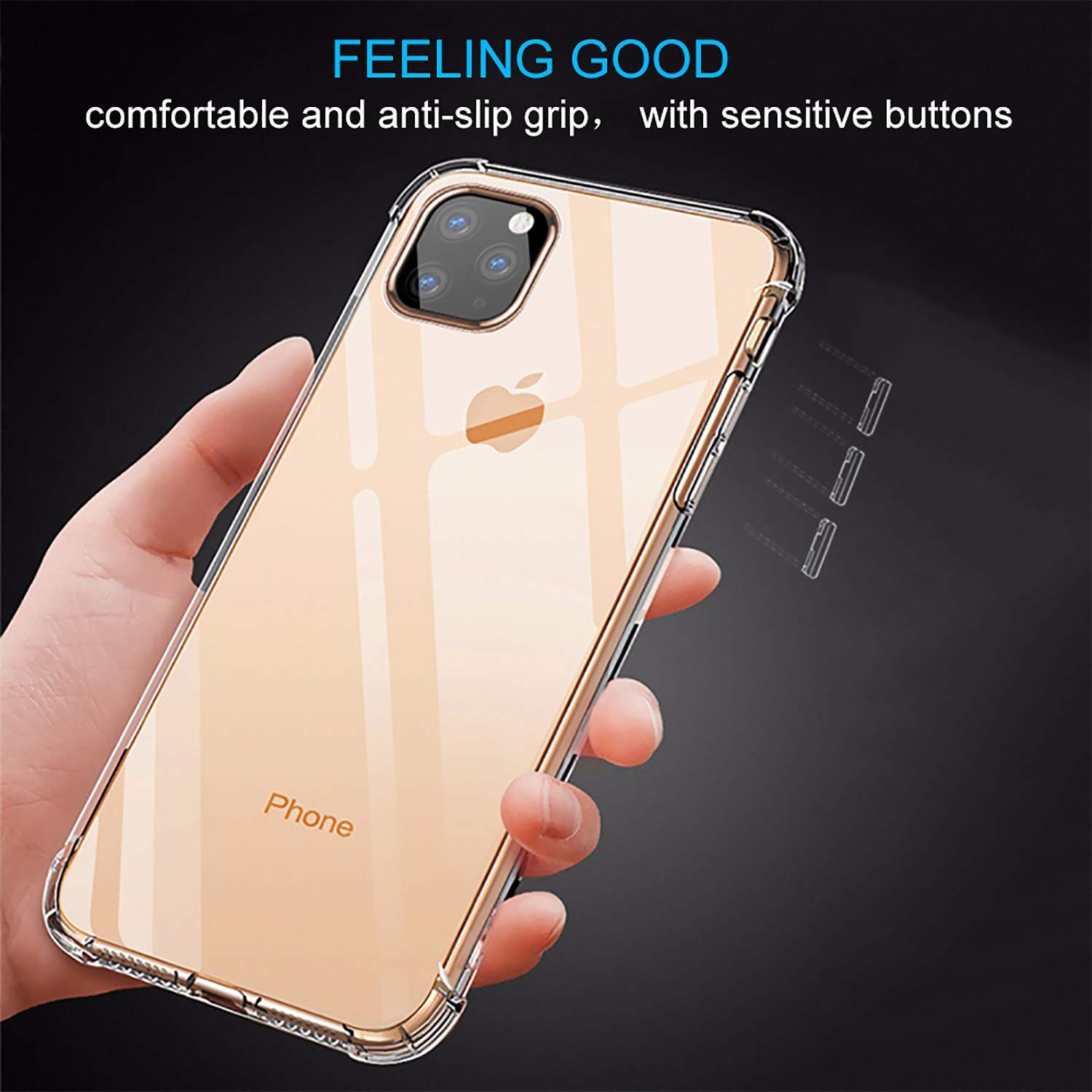 Shockproof Clear Case for iPhone 11 Pro Max (6.5 inch 2019 Model) - Crystal Clear Protective Cover with 4 Corner Bumper | Perfect for Everyday Use, Outdoor Activities & Travel Protection