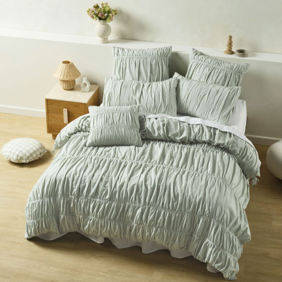 Layla Seafoam European Pillowcase - Premium 100% Linen House Bedding - Soft & Breathable Pillow Cover for Side Sleepers - Perfect for Master Bedroom, Guest Room & Luxury Hotels