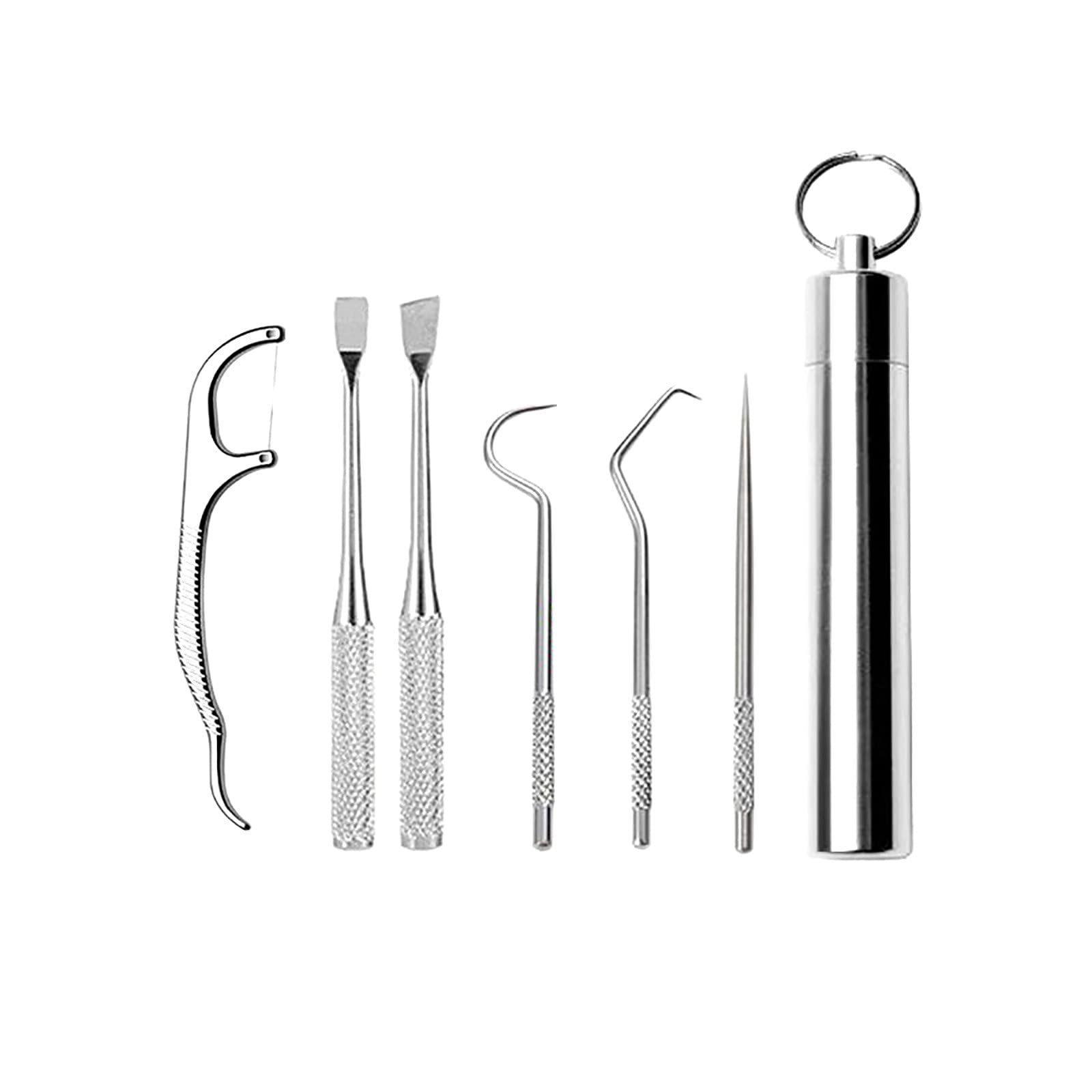 Premium Portable Titanium Toothpicks Set - 6 Pack Reusable Stainless Steel Teeth Cleaning Kit for Travel, Camping, Picnics & Outdoor Adventures - Compact Pocket Size for On-The-Go Oral Hygiene