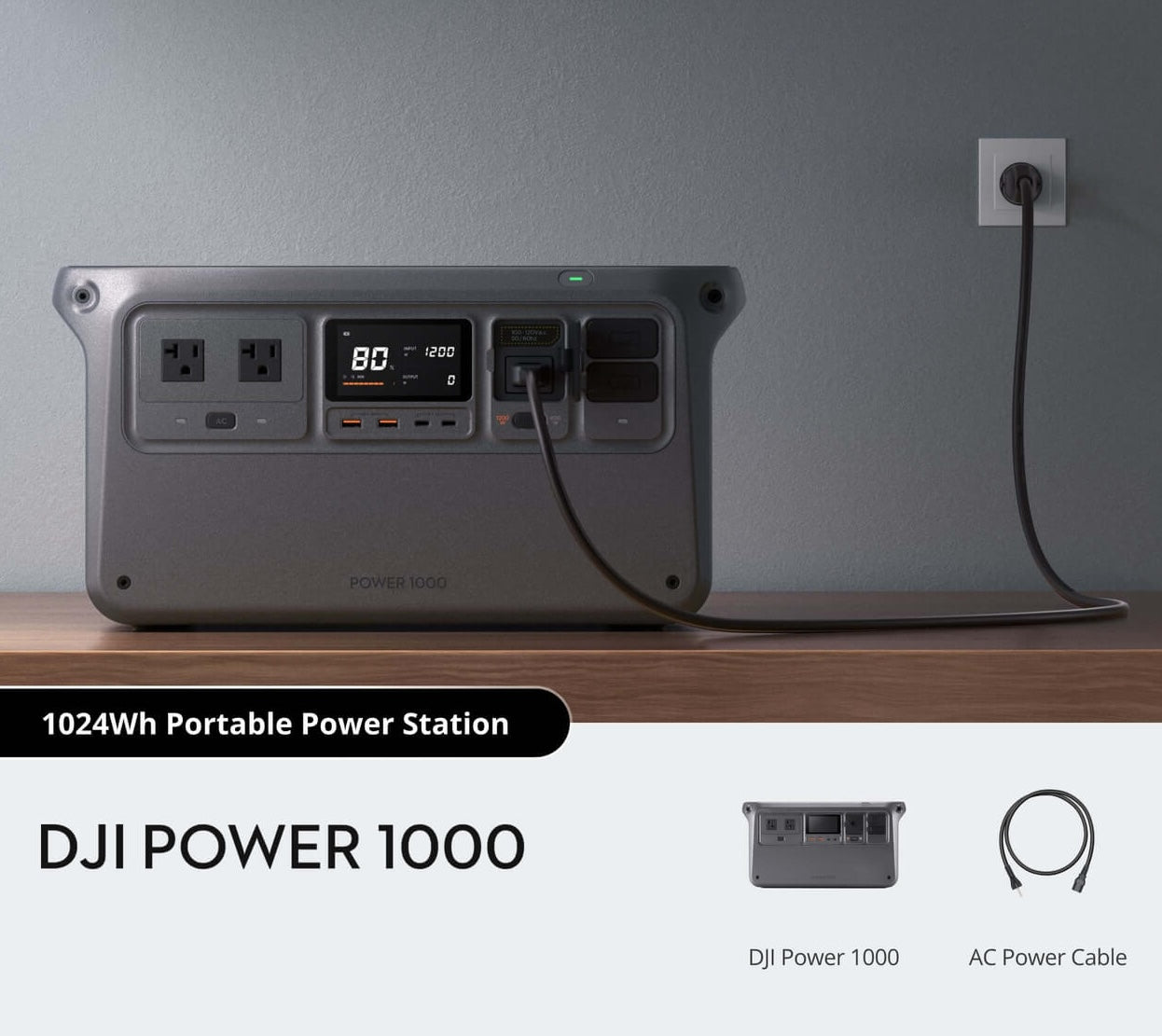 DJI Power 1000 Portable Power Station - 1000W Solar Generator for Camping, RV, Outdoor Adventures & Emergency Backup Power