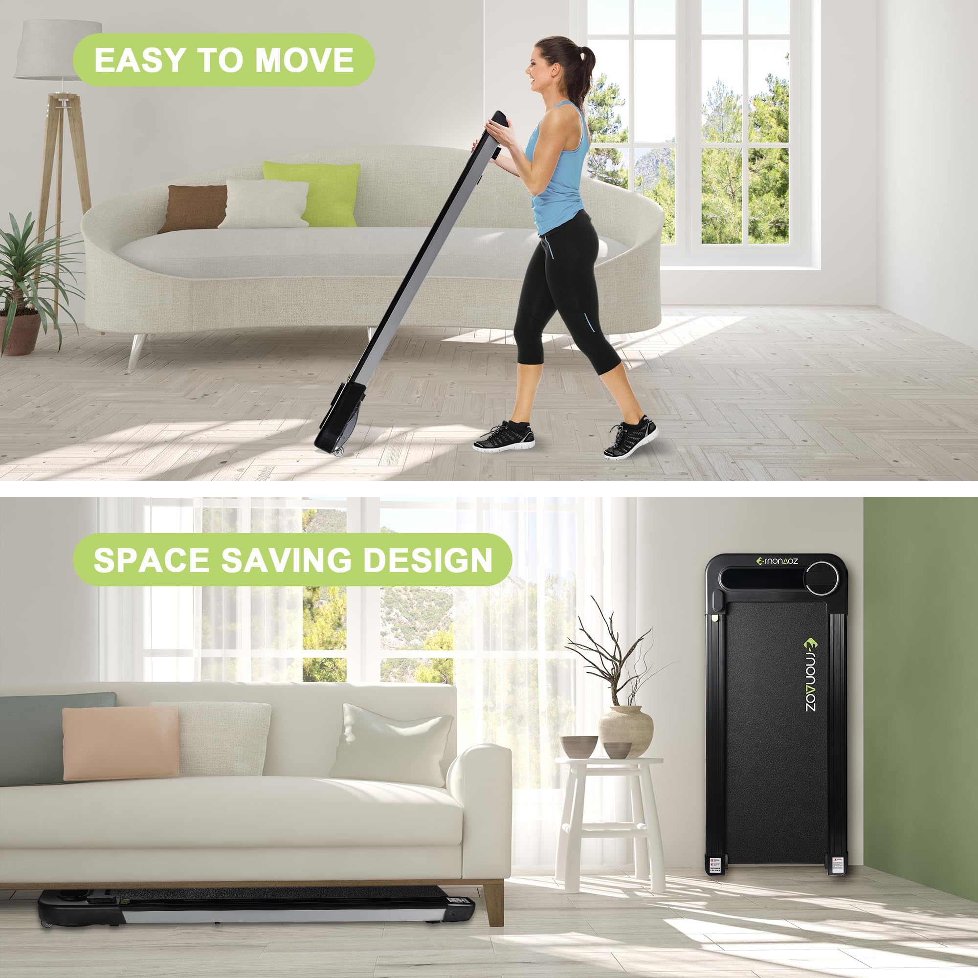 2 in 1 Under Desk Treadmill with Bluetooth Speaker - Walking Pad & Jogging Machine with Remote Control, Max 265lbs Capacity - Perfect for Home Office Workouts & Compact Spaces