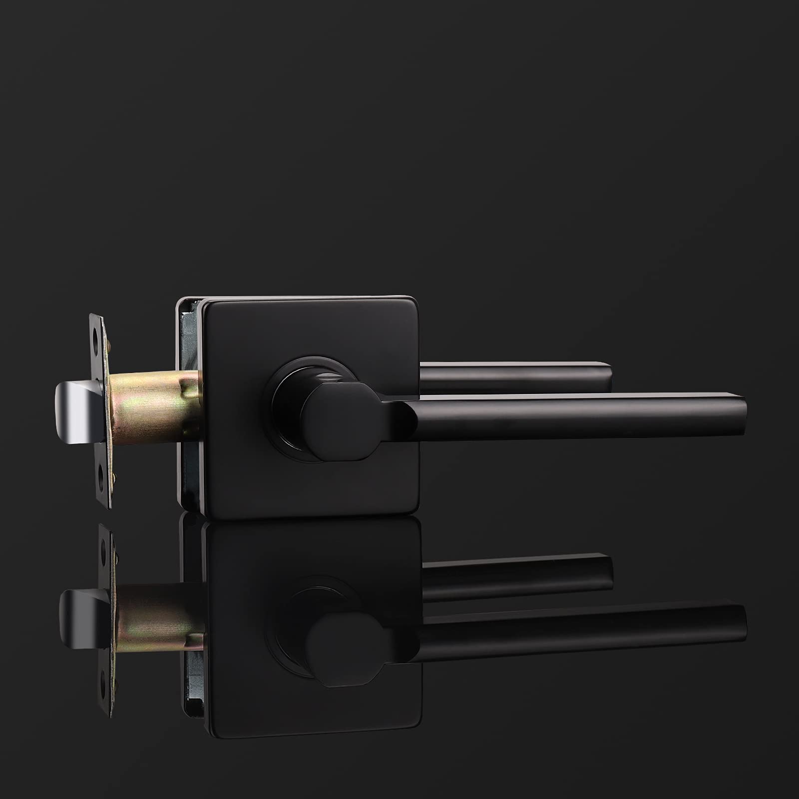 KNOBWELL 1 Pack Matte Black Passage Door Lever - No-Locking Hallway & Closet Door Handle - Reversible for Left or Right Hand Interior Doors - Perfect for Bedrooms, Bathrooms & Interior Closets
