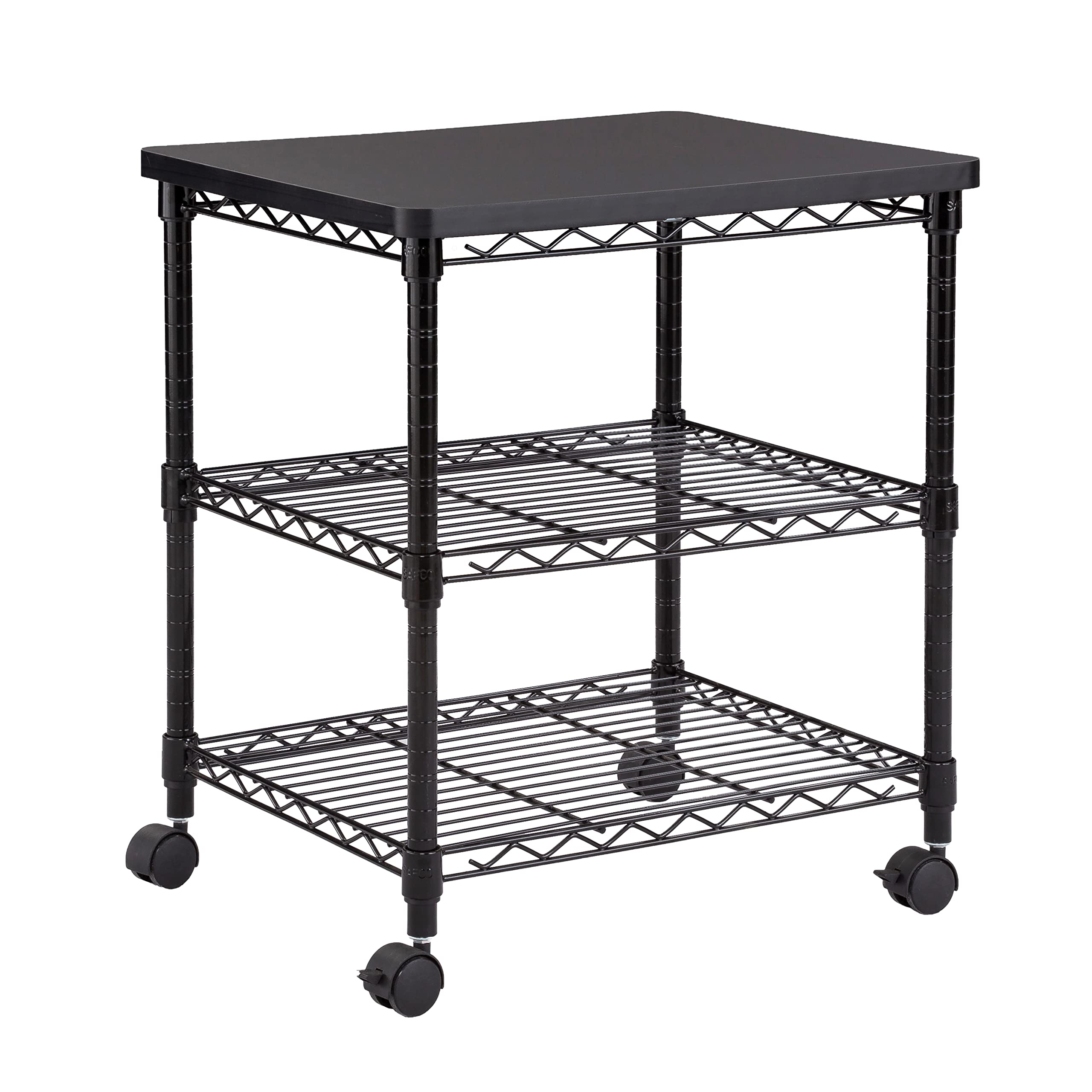 Safco 5207BL Heavy Duty Wire Machine Stand - Black Desk Side Organizer, Supports 200 lbs for Office, Home, or Workshop Use