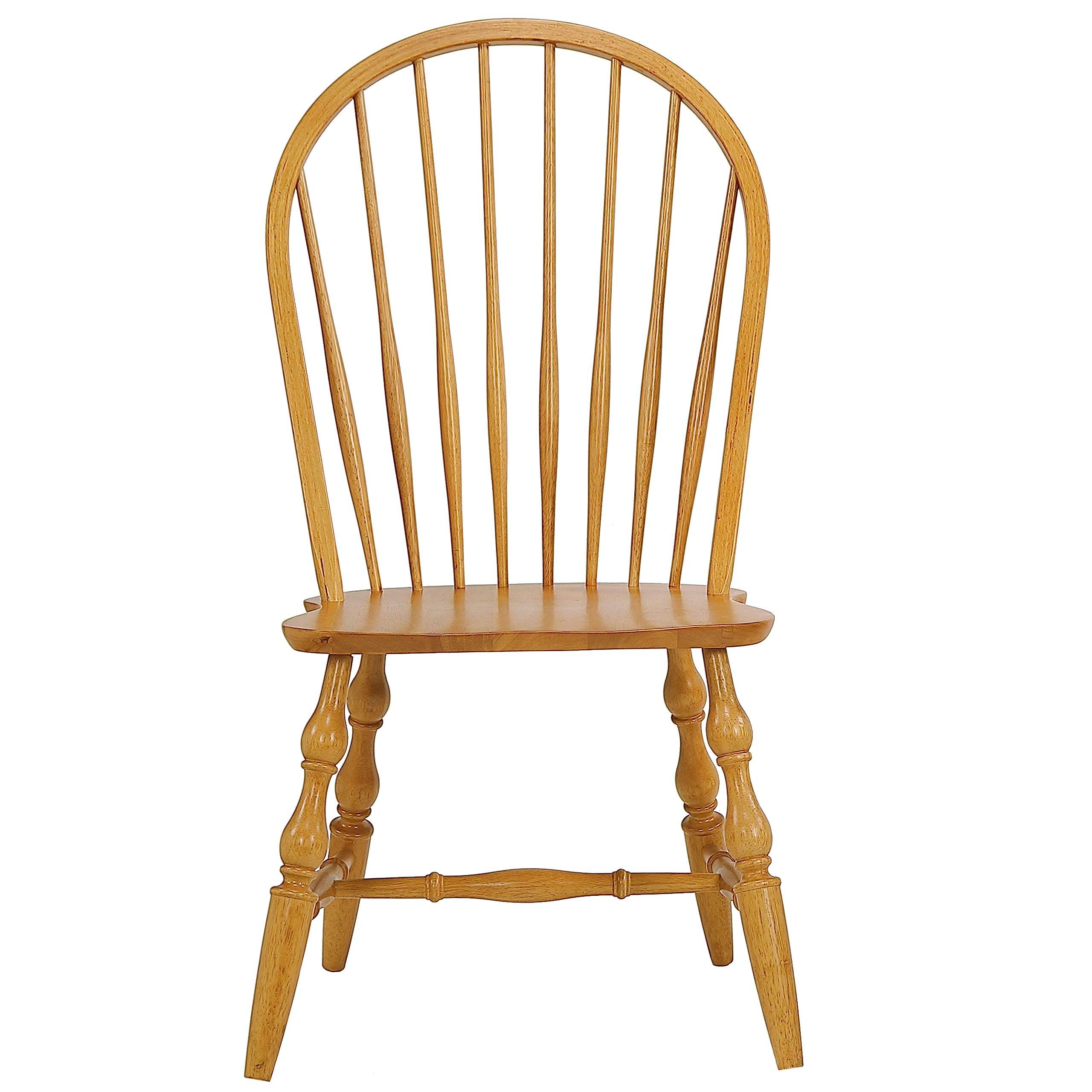 Sunset Trading Windsor Fully Assembled Kitchen Dining Chairs - Set of 2, Distressed Light Oak Finish - Perfect for Farmhouse Dining Rooms & Breakfast Nooks