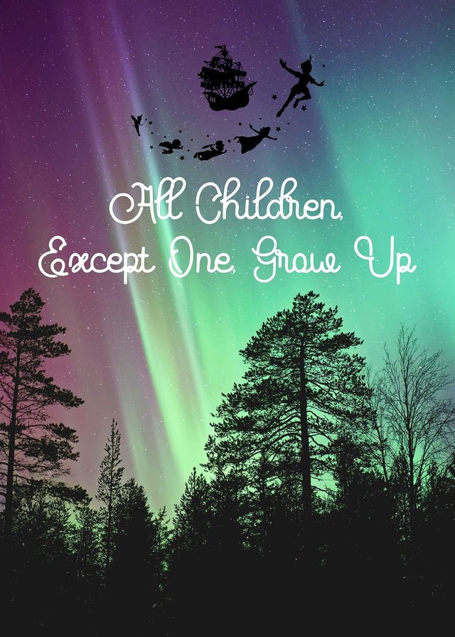 Peter Pan Neverland Print - Magical Kids Room Decor, Nursery Wall Art, Inspirational Quote Poster for Children's Bedroom & Playroom