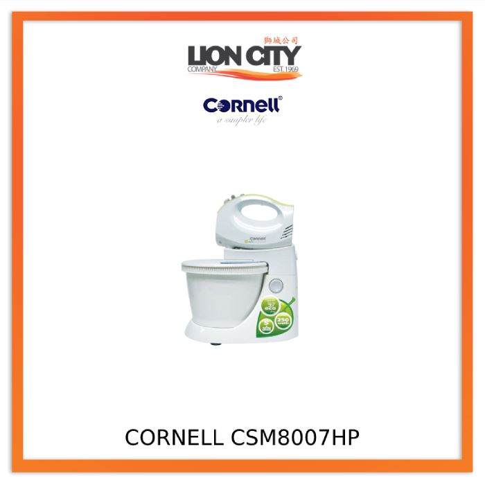 Cornell Stand Mixer 250W CSM8007HP - Powerful Electric Mixer for Baking, Dough Kneading & Whipping - Perfect for Home Bakers & Professional Kitchens