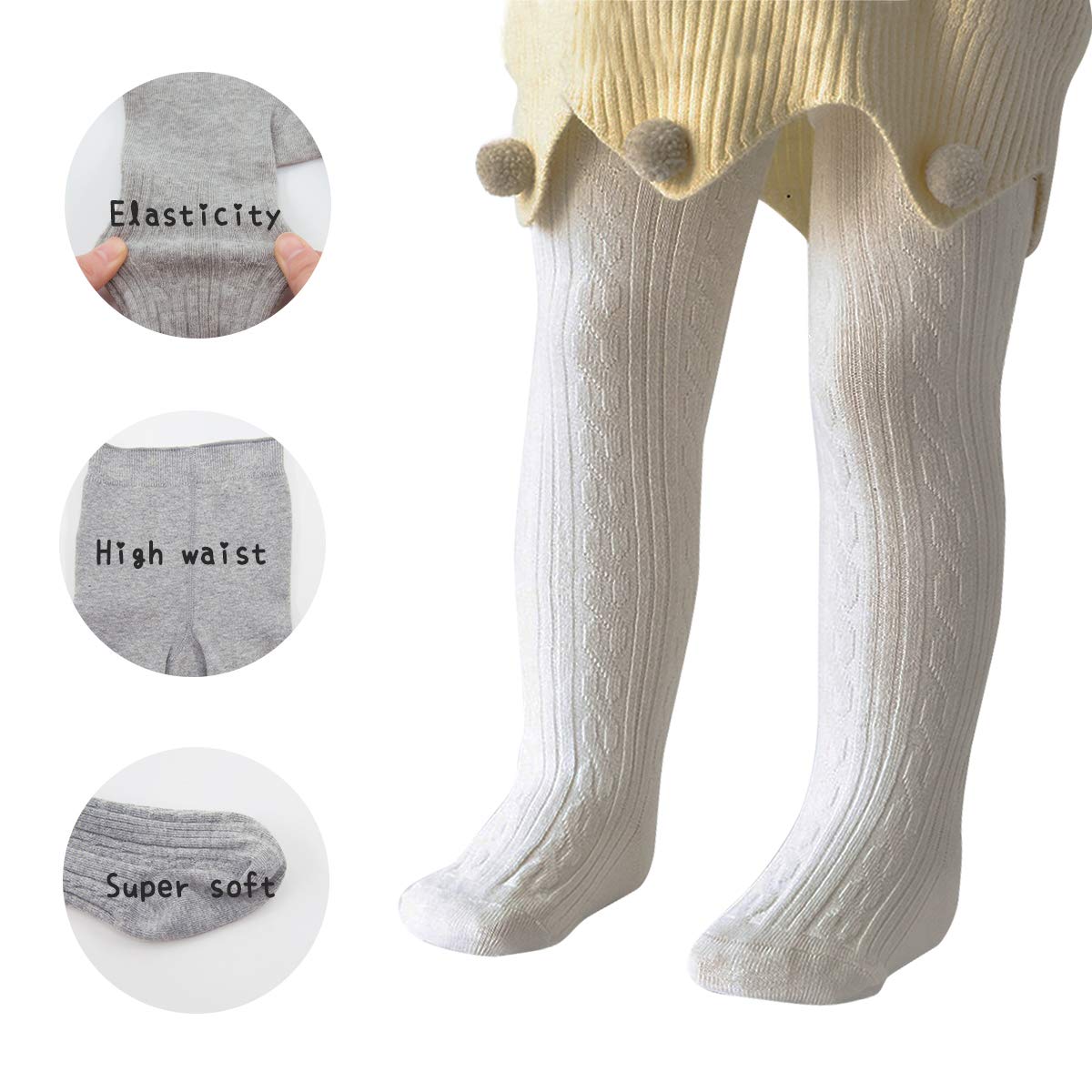 Soft Cable Knit Baby Leggings & Toddler Tights - Winter Warm Socks for Newborn Girls & Boys | Cozy Outfit for Playtime, Family Photos & Holiday Gatherings