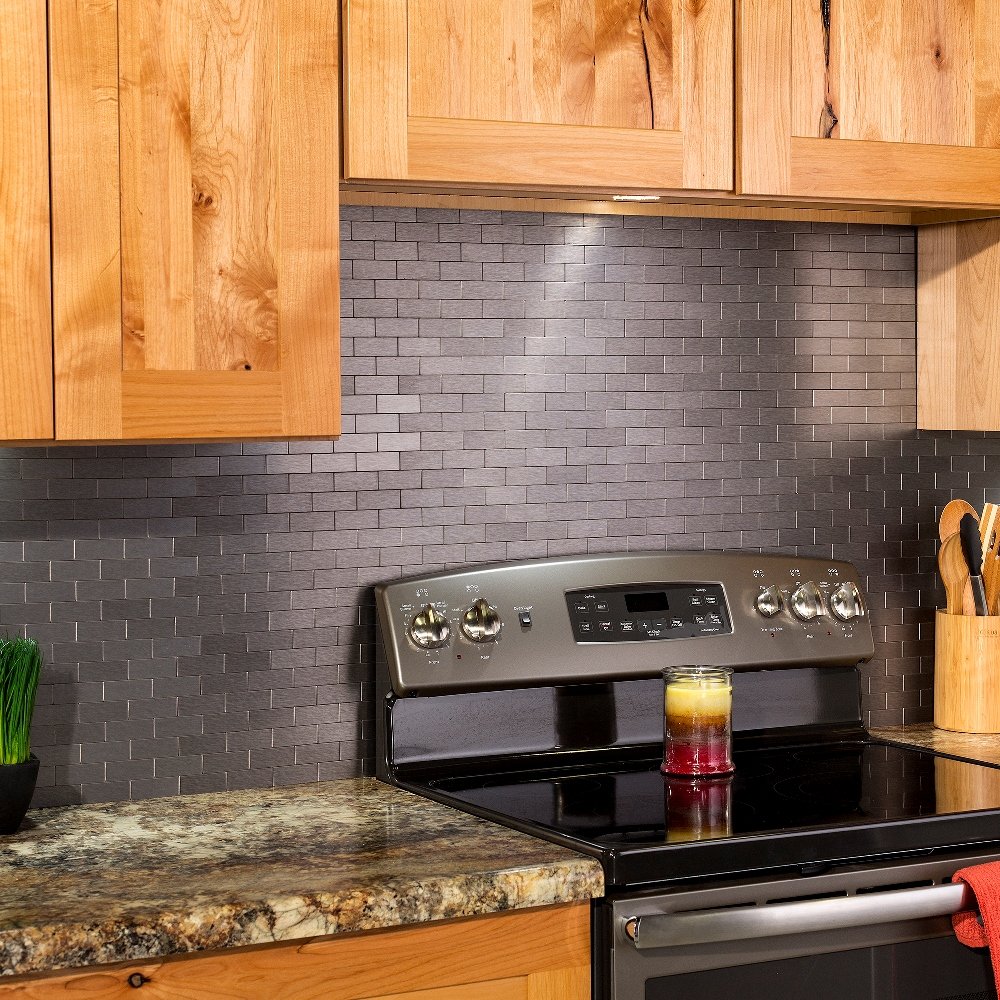 Stainless Steel Peel and Stick Backsplash Tile Kit - 15 Sq Ft Matte Subway Metal Tiles for Kitchen & Bathroom - Easy DIY Installation, Waterproof & Heat Resistant for Backsplash, Shower Walls & Countertop Protection