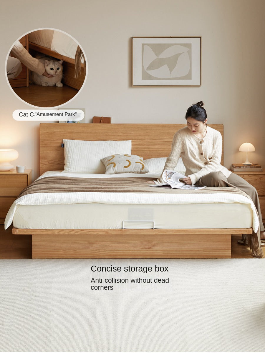 Oak Solid Wood Floating Nightstand with Storage - Modern Bedside Shelf for Bedroom, Living Room & Office Organization