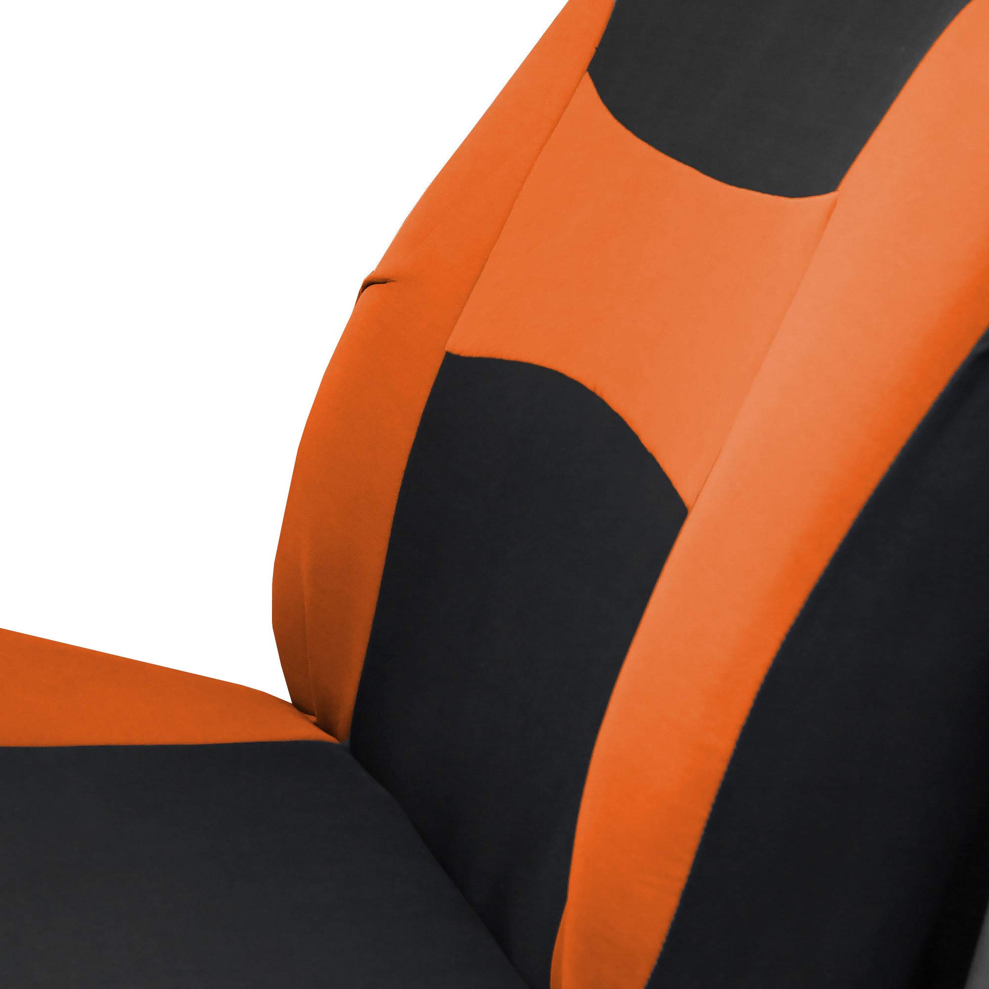 FH Group Light & Breezy Cloth Car Seat Covers - 7 Seater 3-Row Universal Fit for Cars, Trucks & SUVs - Airbag & Split Compatible (Orange/Black) - Perfect for Road Trips, Daily Commutes & Family Travel