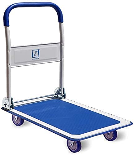 Wellmax Heavy Duty 330lbs Capacity Foldable Platform Cart - Grocery Shopping Cart Bundle for Supermarkets, Warehouses & Home Use