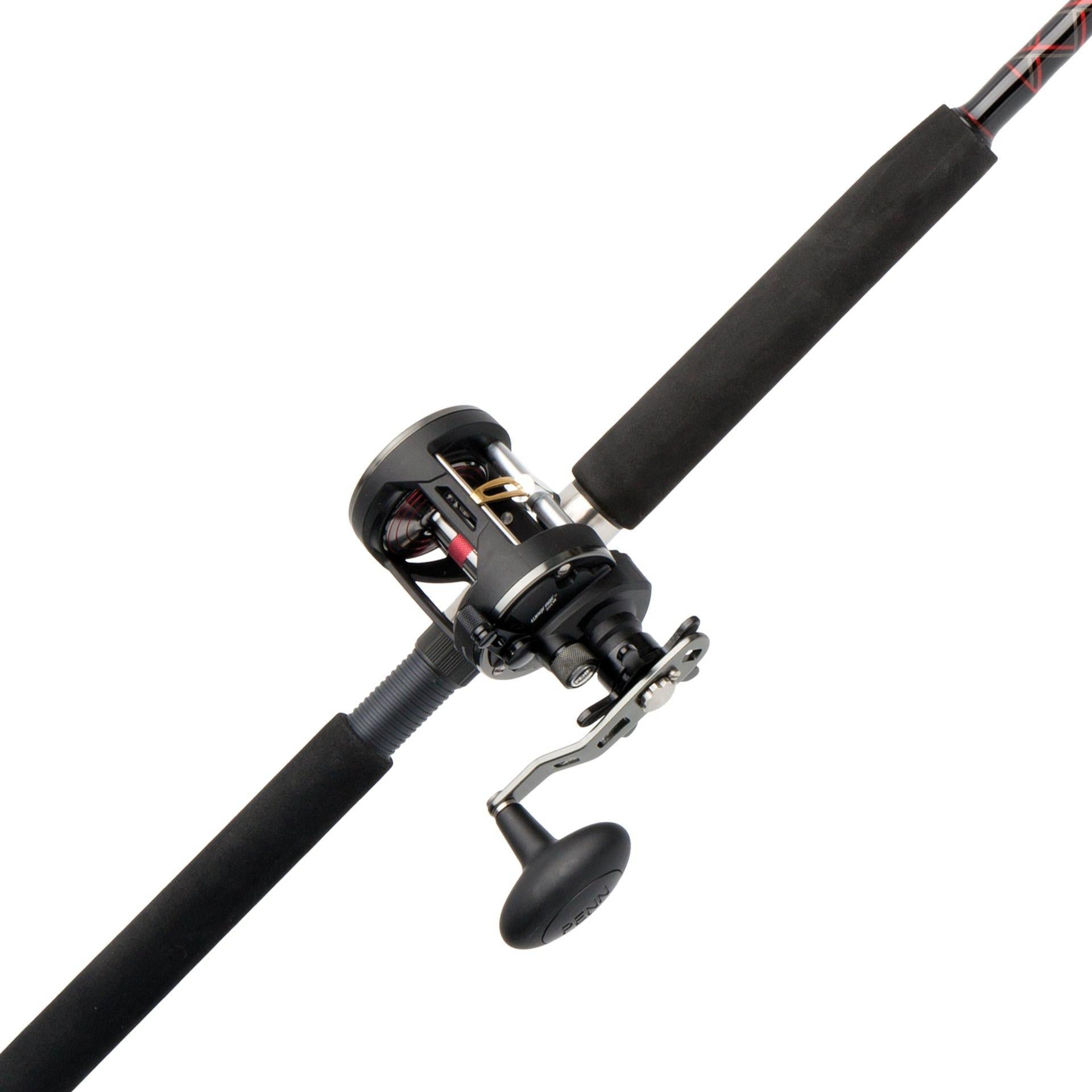 Warfare™ Star Drag Level Wind Conventional Fishing Rod and Reel Combo - Saltwater & Freshwater Angling for Bass, Salmon, and Tuna