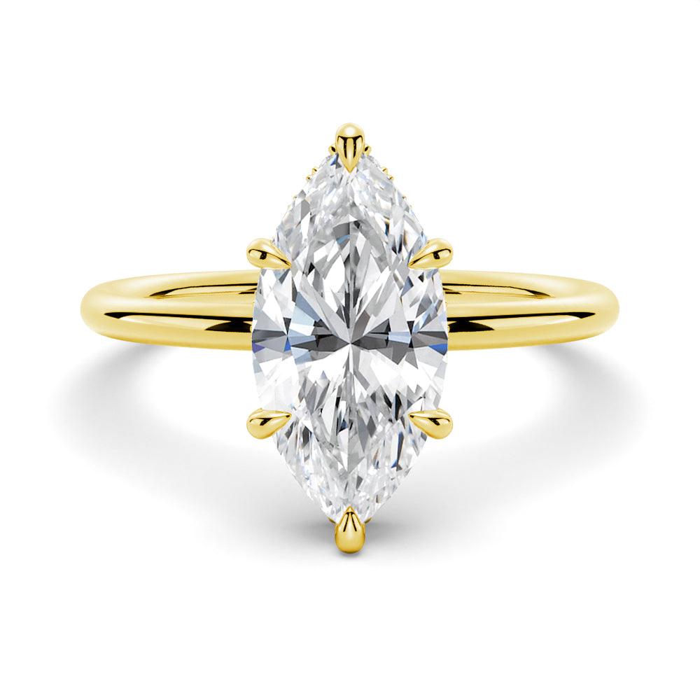 Exquisite Petite Marquise Solitaire Moissanite Engagement Ring with Hidden Halo - Perfect for Proposals, Anniversaries & Special Occasions