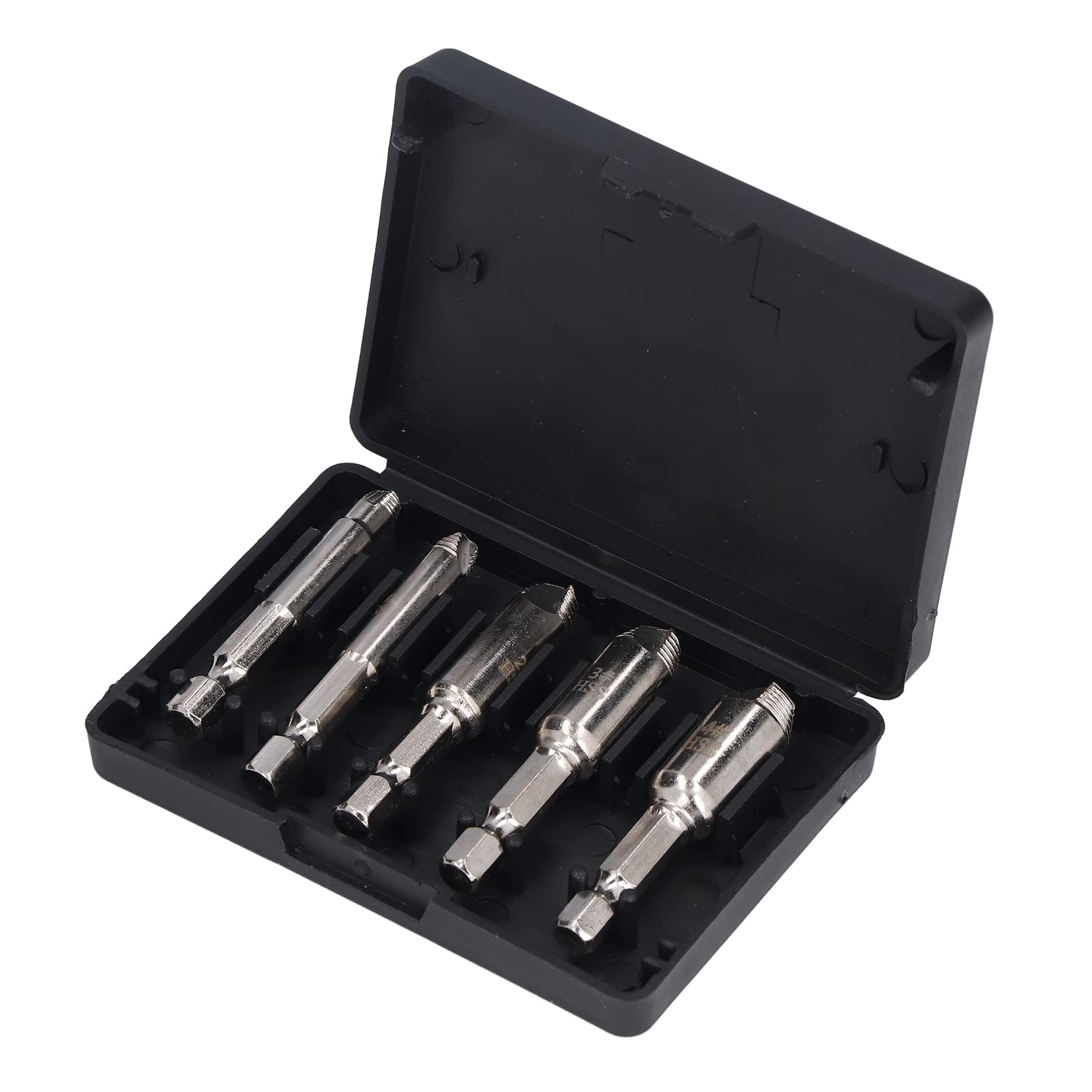 5Pcs High-Speed Steel Screw Extractor Set - Nickel Plated 1/4